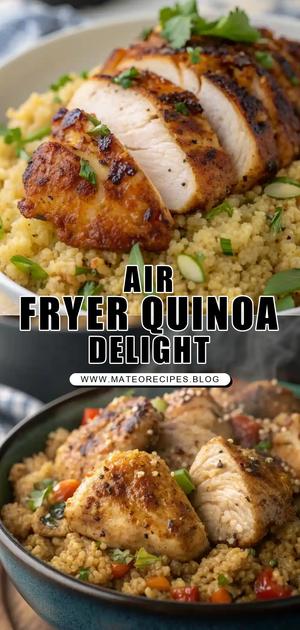 Pinterest pin 1 (Design 1) for Air Fryer Chicken Quinoa