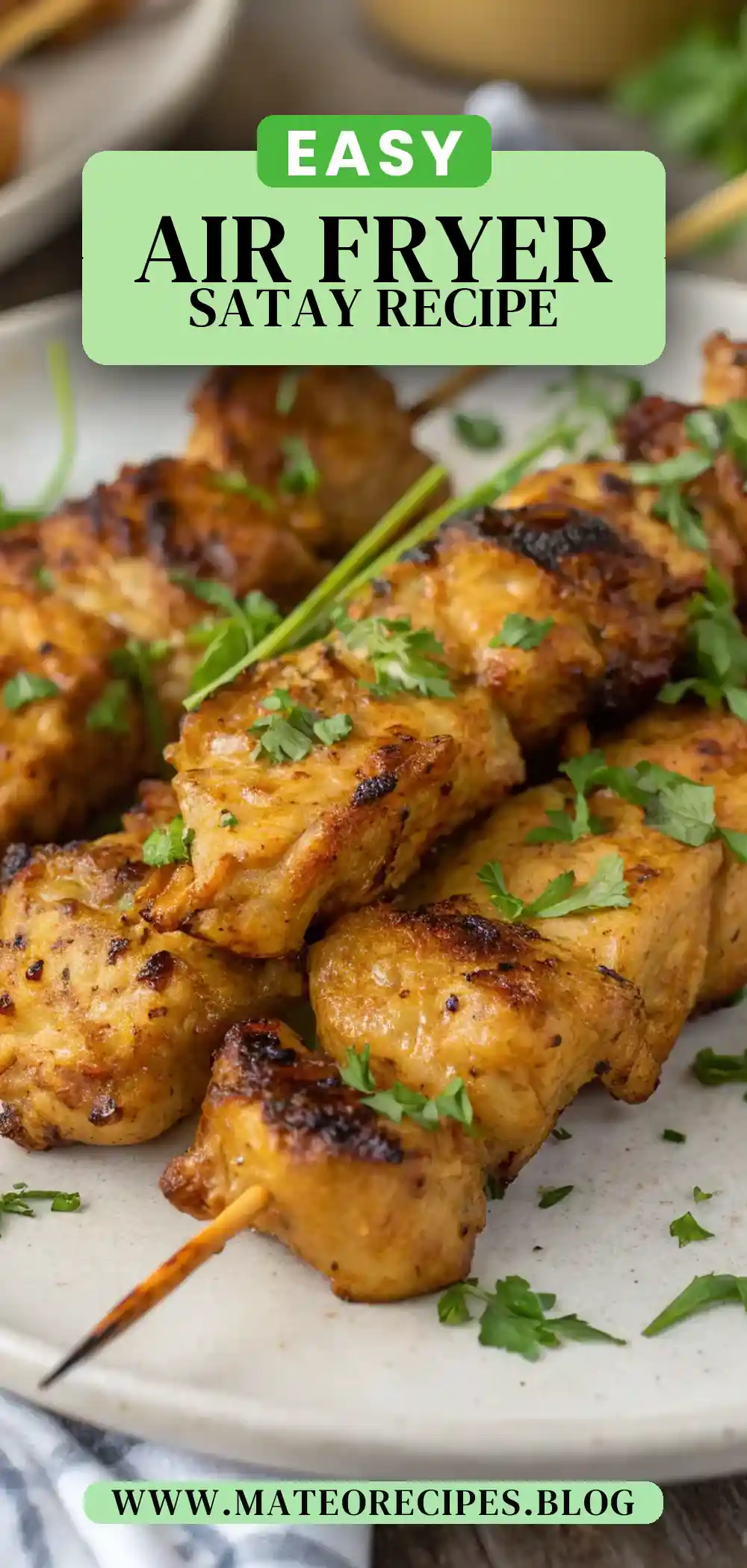 Pinterest pin 2 (Design 2) for Air Fryer Chicken Satay