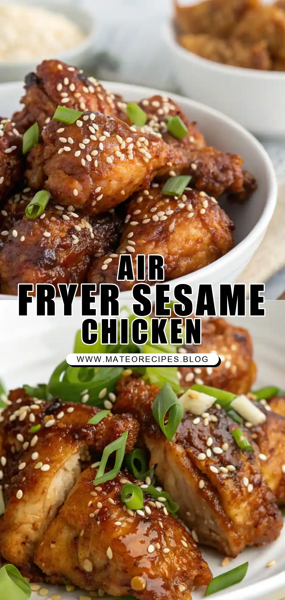 Pinterest pin 1 (Design 1) for Air Fryer Chicken Sesame