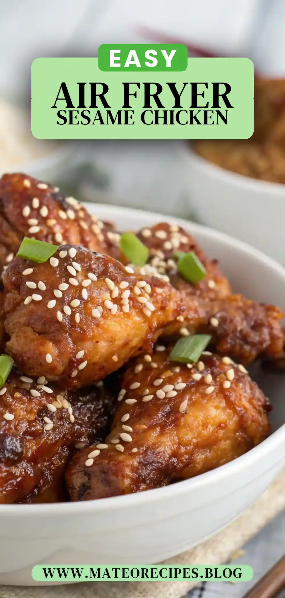 Pinterest pin 2 (Design 2) for Air Fryer Chicken Sesame