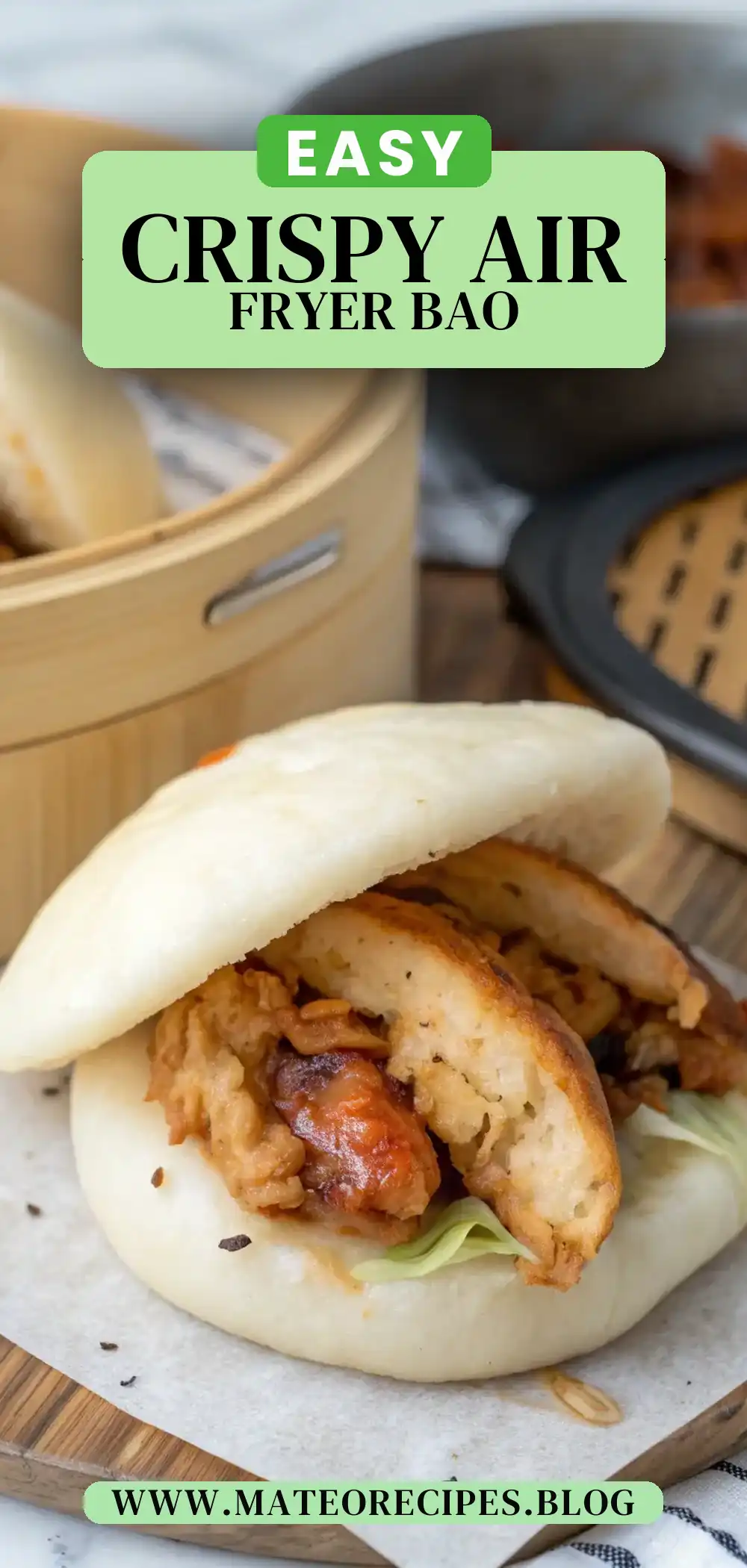 Pinterest pin 2 (Design 2) for Air Fryer Chicken Bao