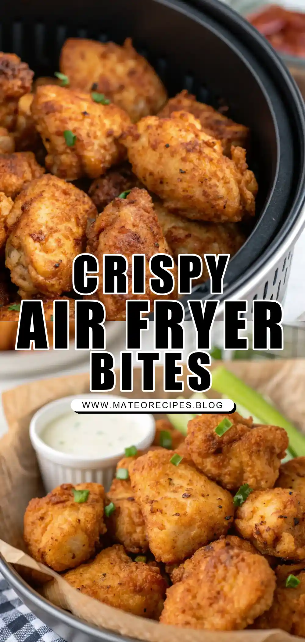 Pinterest pin 1 (Design 1) for Air Fryer Chicken Poppers