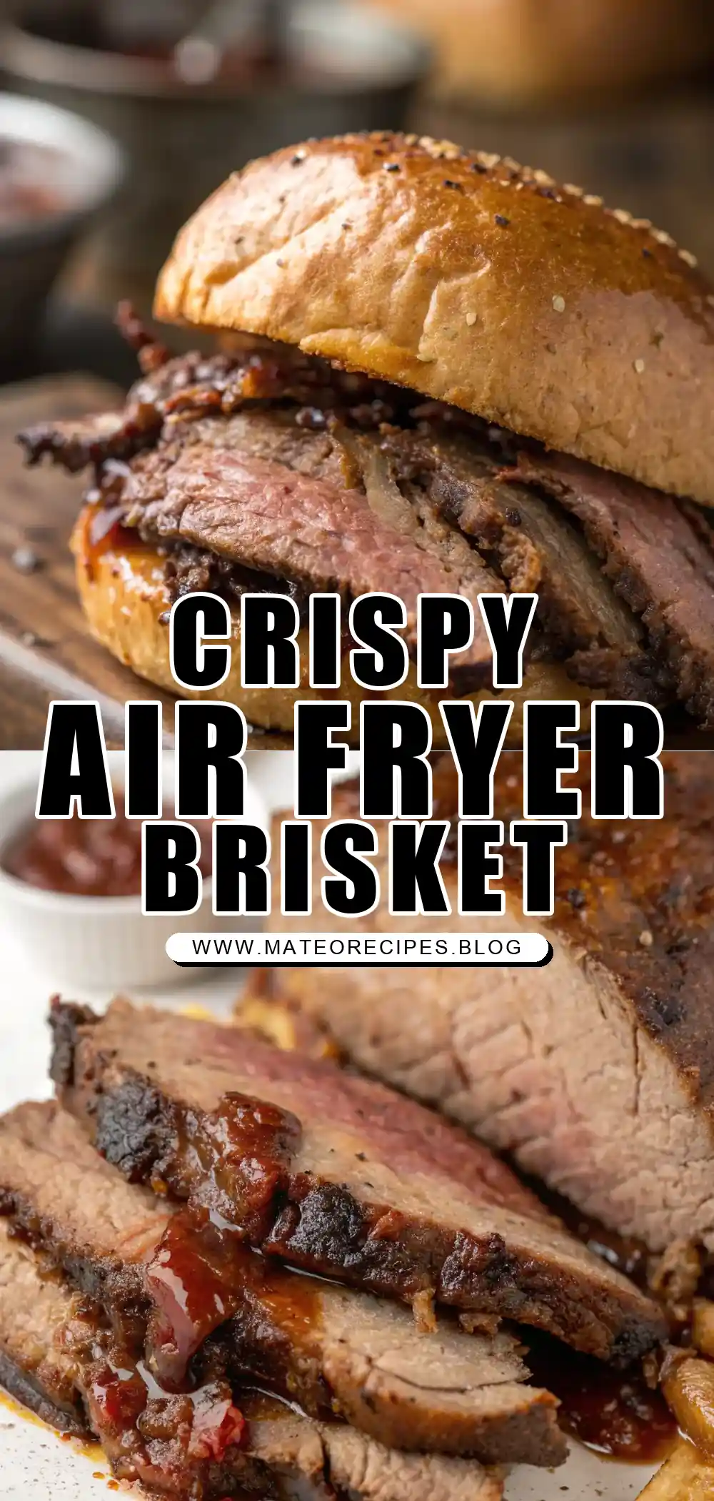 Pinterest pin 1 (Design 1) for Air Fryer Beef Brisket