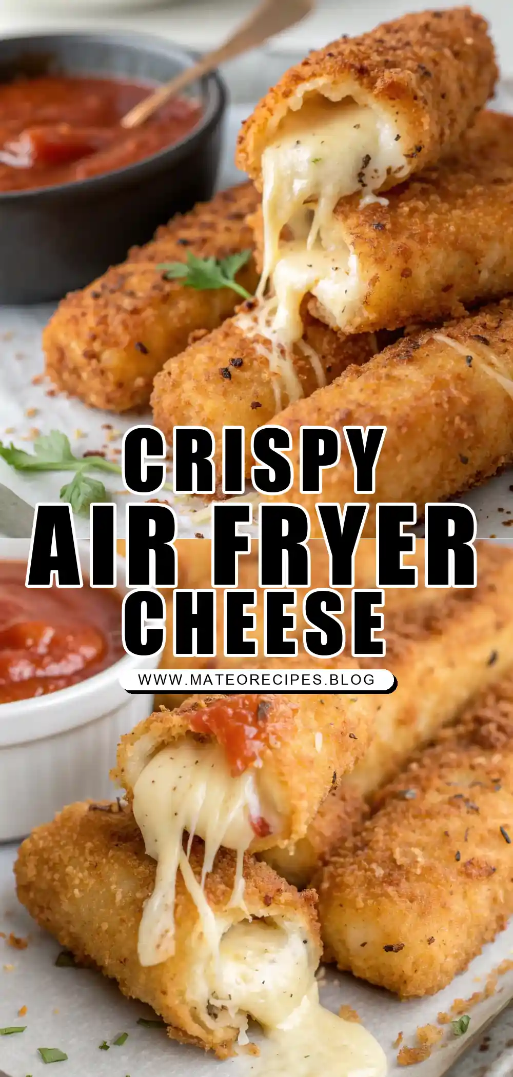 Pinterest pin 1 (Design 1) for Air Fryer Mozzarella Sticks