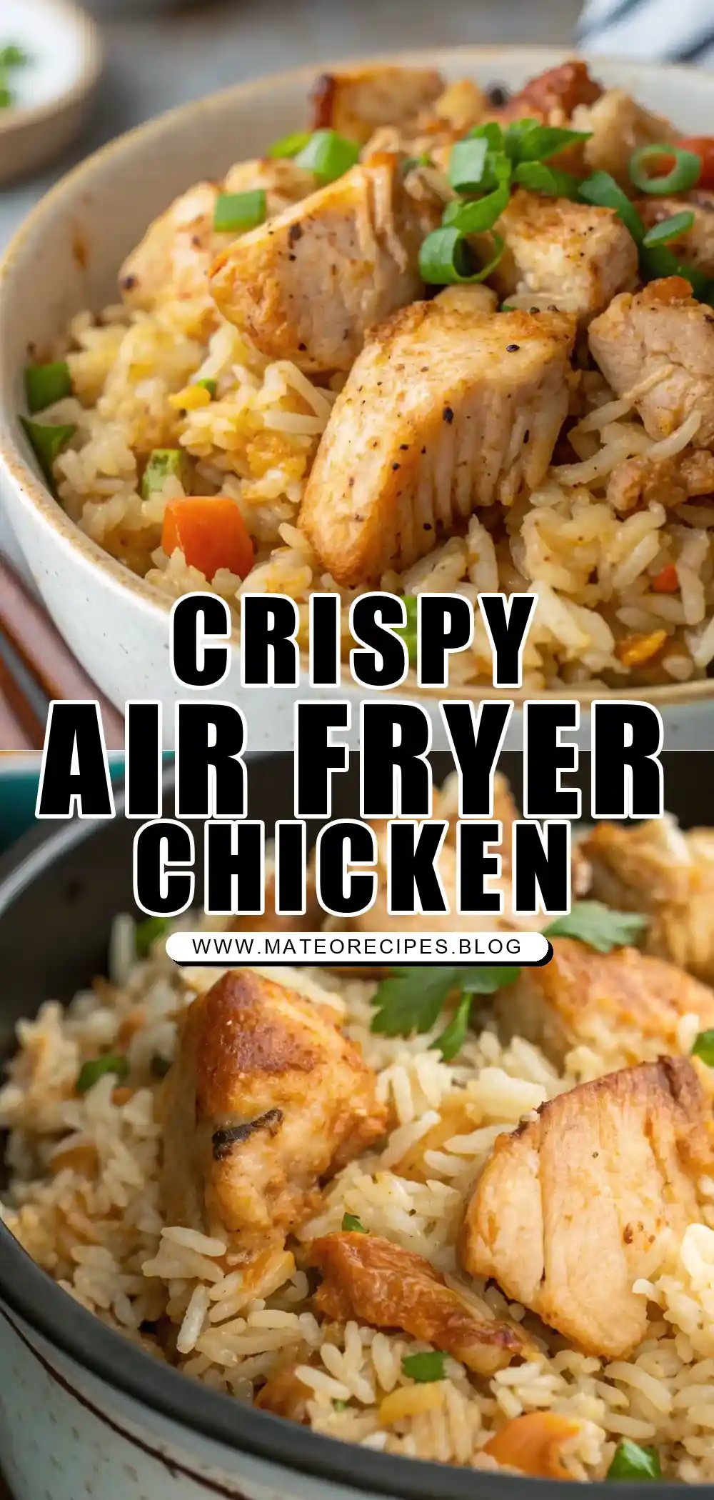 Pinterest pin 1 (Design 1) for Air Fryer Chicken Rice