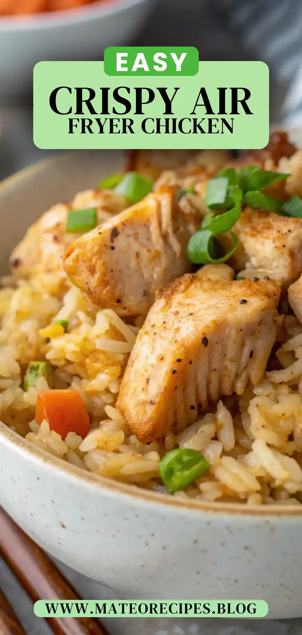 Pinterest pin 2 (Design 2) for Air Fryer Chicken Rice