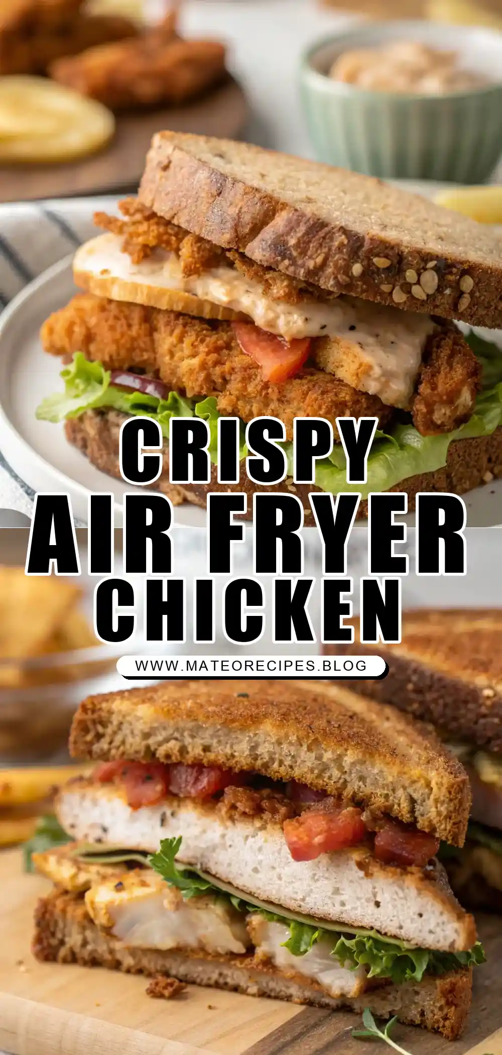 Pinterest pin 1 (Design 1) for Air Fryer Chicken Rye
