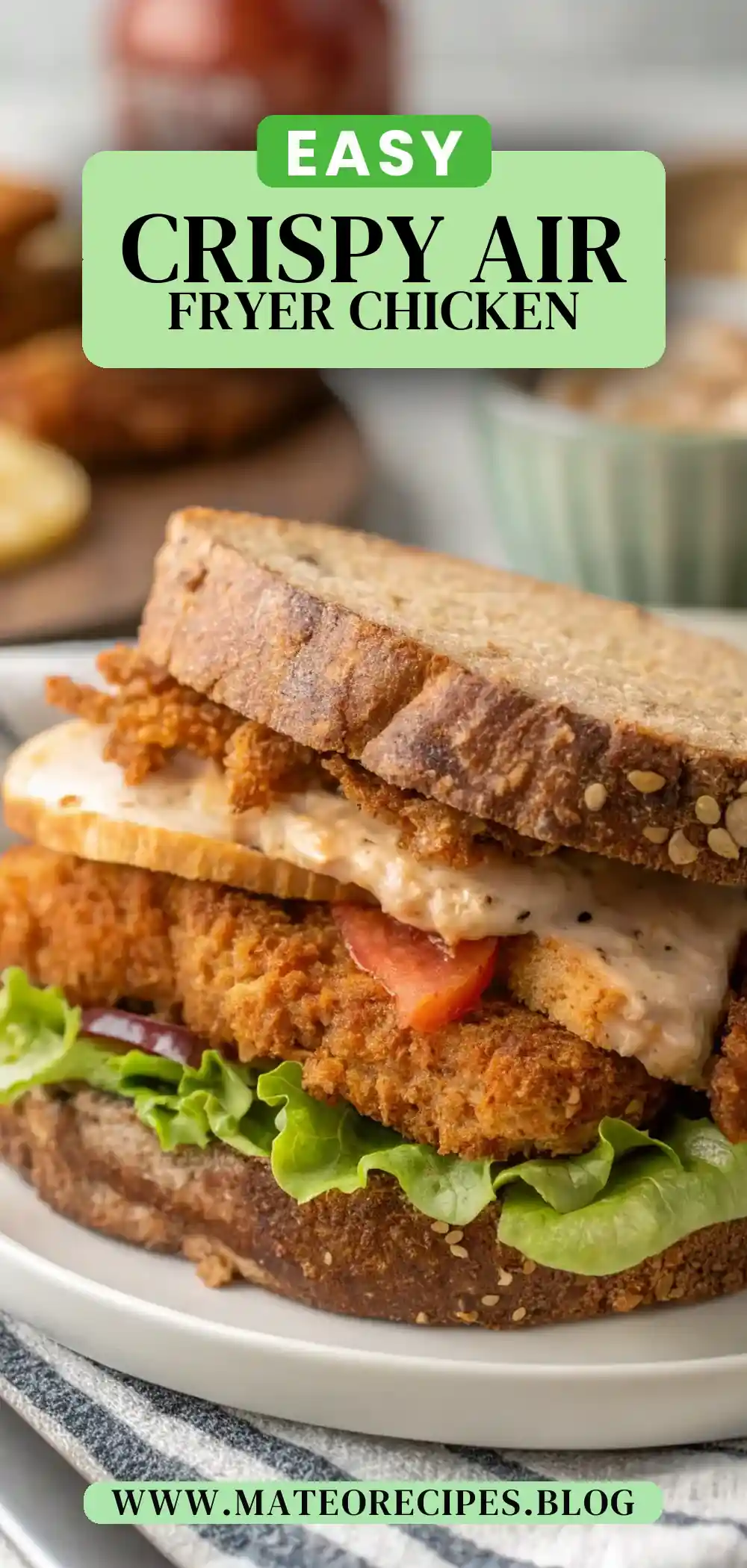 Pinterest pin 2 (Design 2) for Air Fryer Chicken Rye