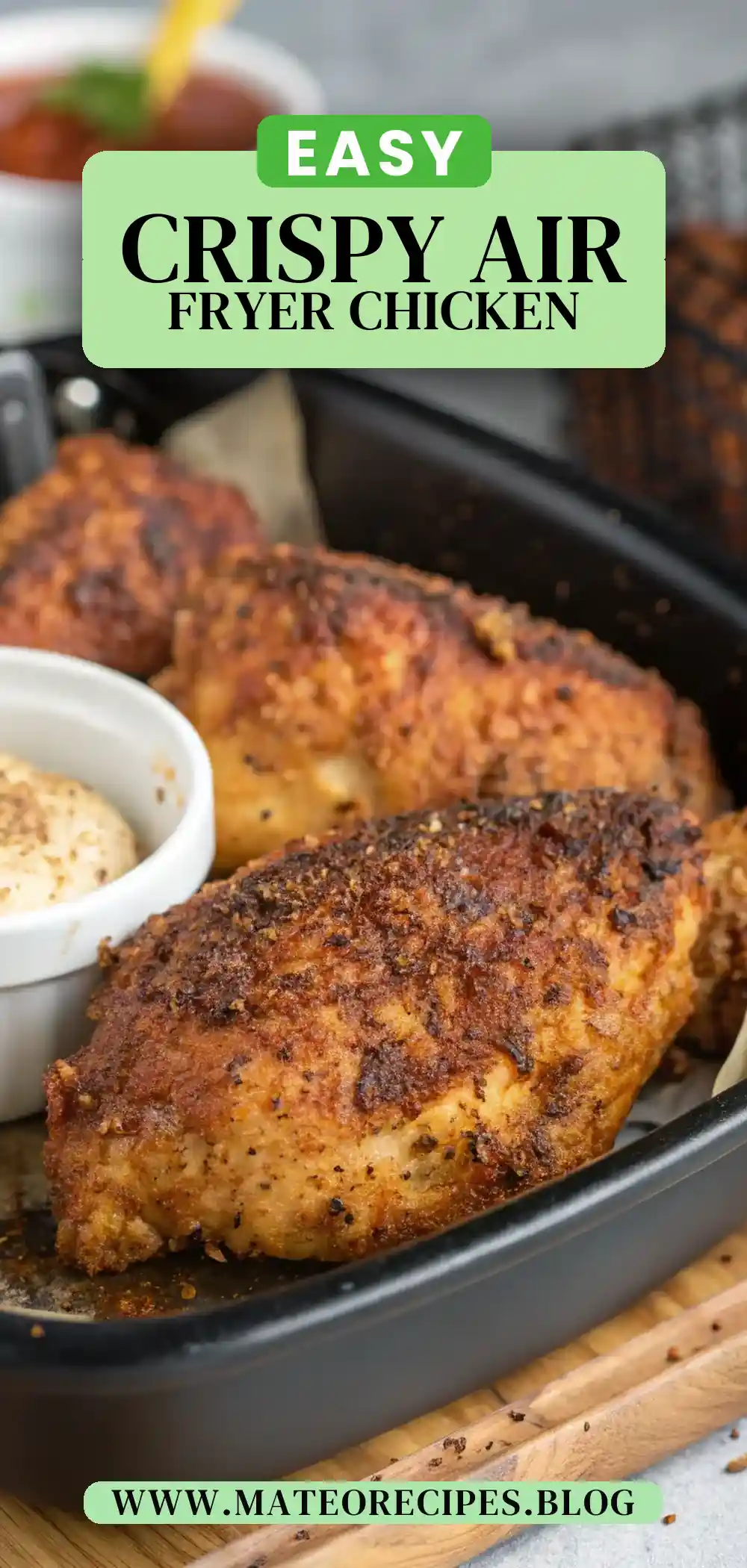 Pinterest pin 2 (Design 2) for Air Fryer Chicken Flax