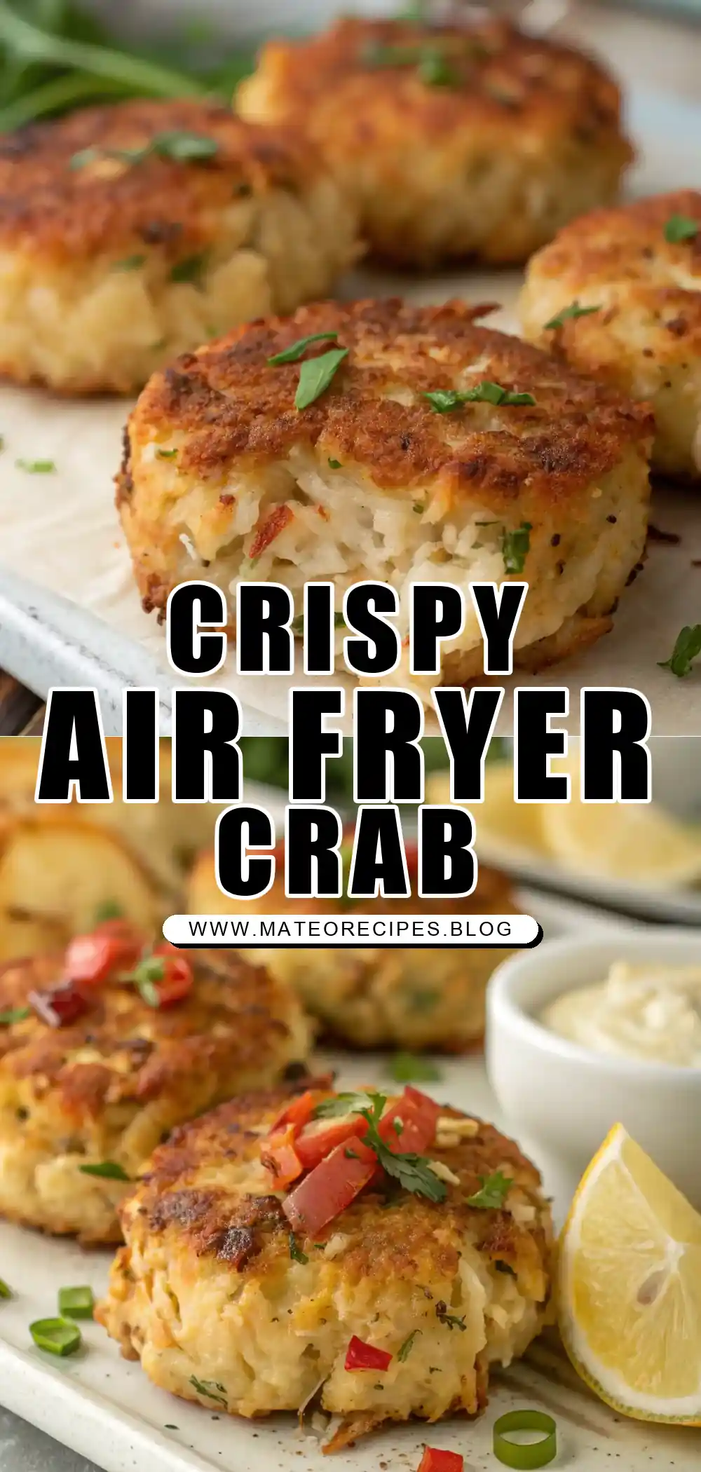 Pinterest pin 1 (Design 1) for Air Fryer Crab Cakes