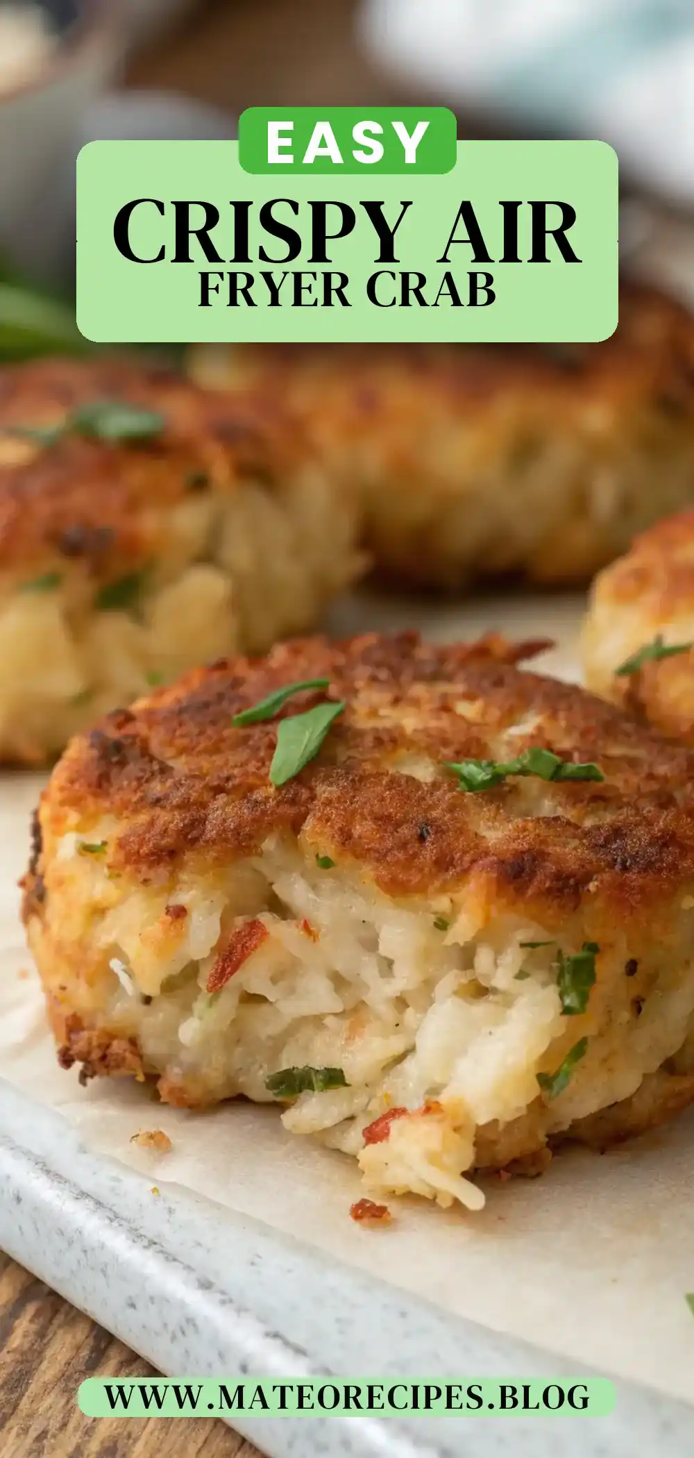 Pinterest pin 2 (Design 2) for Air Fryer Crab Cakes