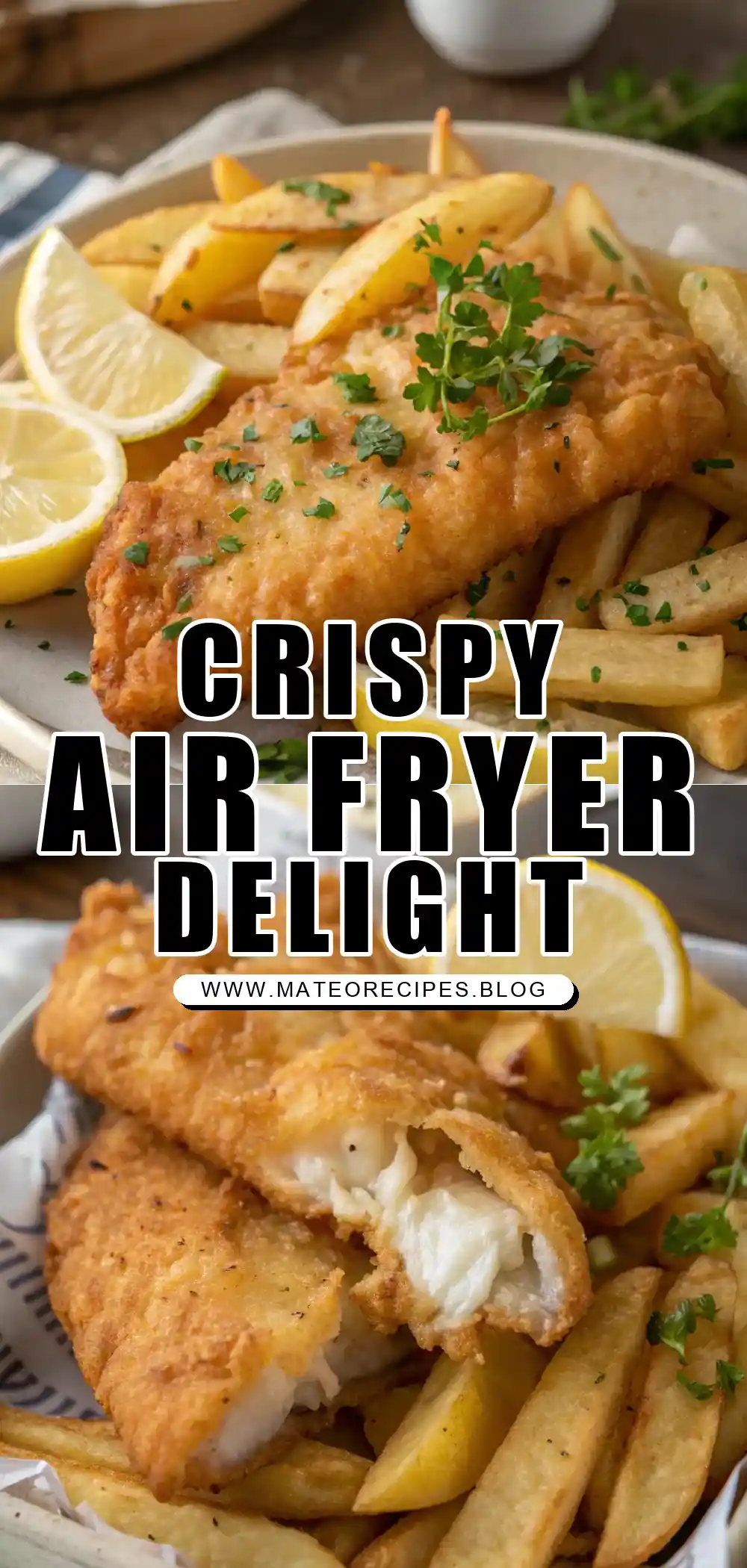 Pinterest pin 1 (Design 1) for Air Fryer Fish and Chips