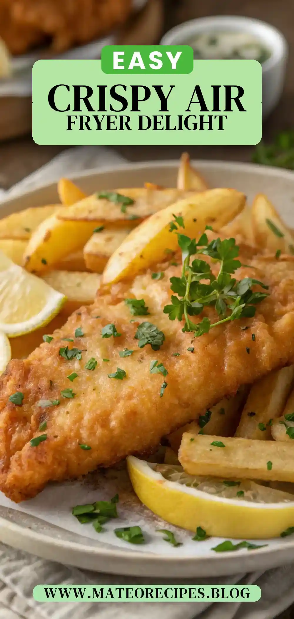 Pinterest pin 2 (Design 2) for Air Fryer Fish and Chips