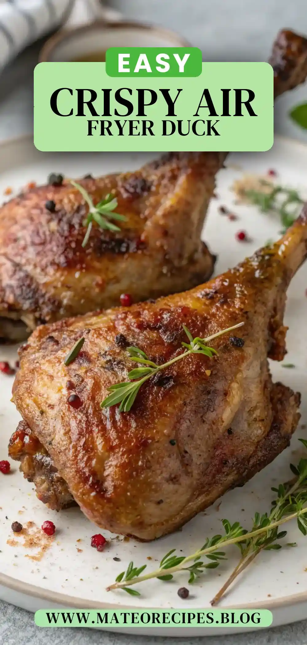 Pinterest pin 2 (Design 2) for Air Fryer Duck Legs