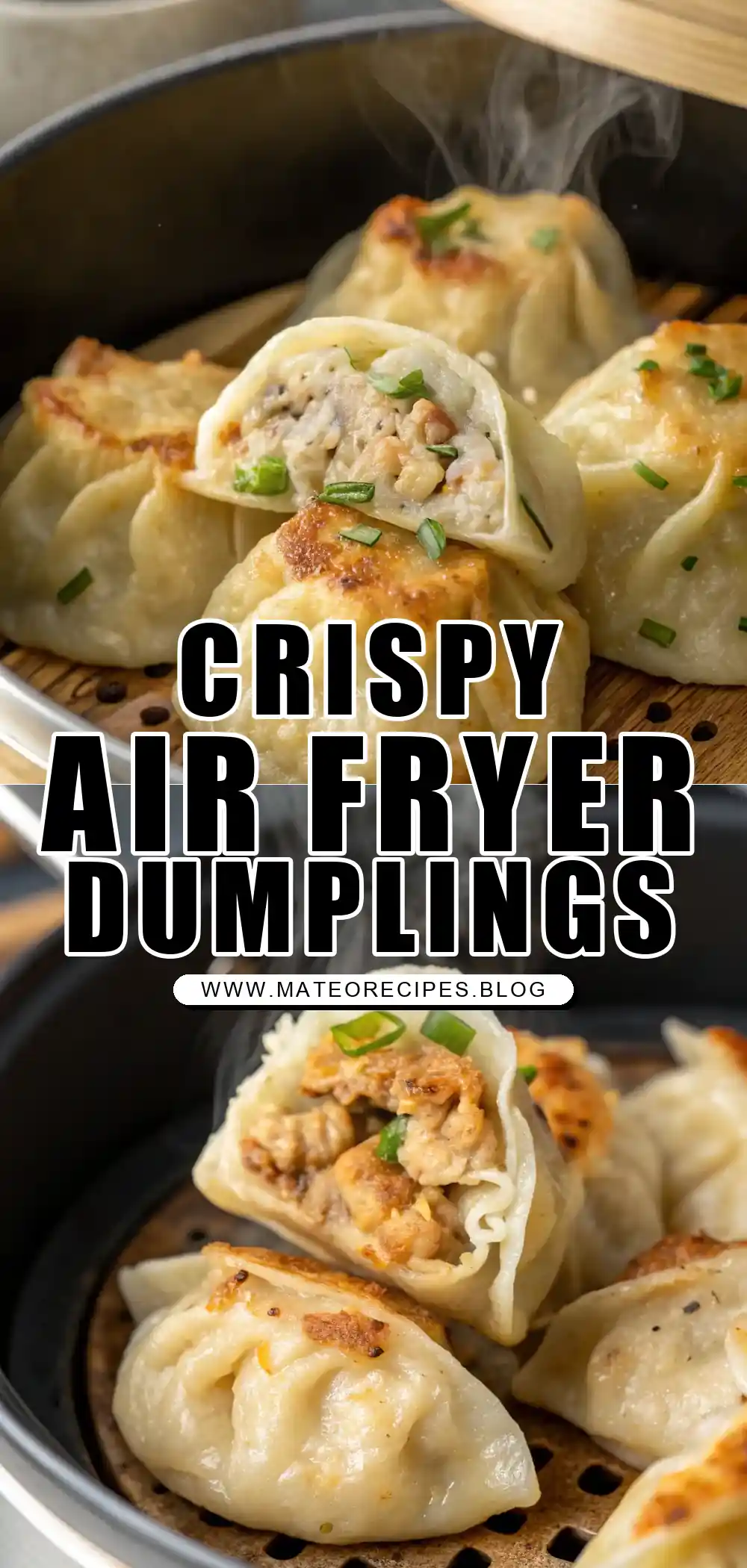 Pinterest pin 1 (Design 1) for Air Fryer Chicken Dumplings