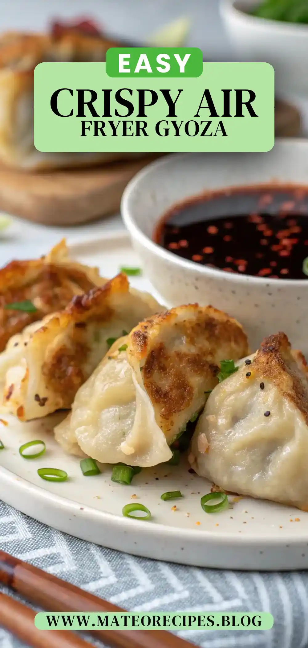 Pinterest pin 2 (Design 2) for Air Fryer Chicken Gyoza