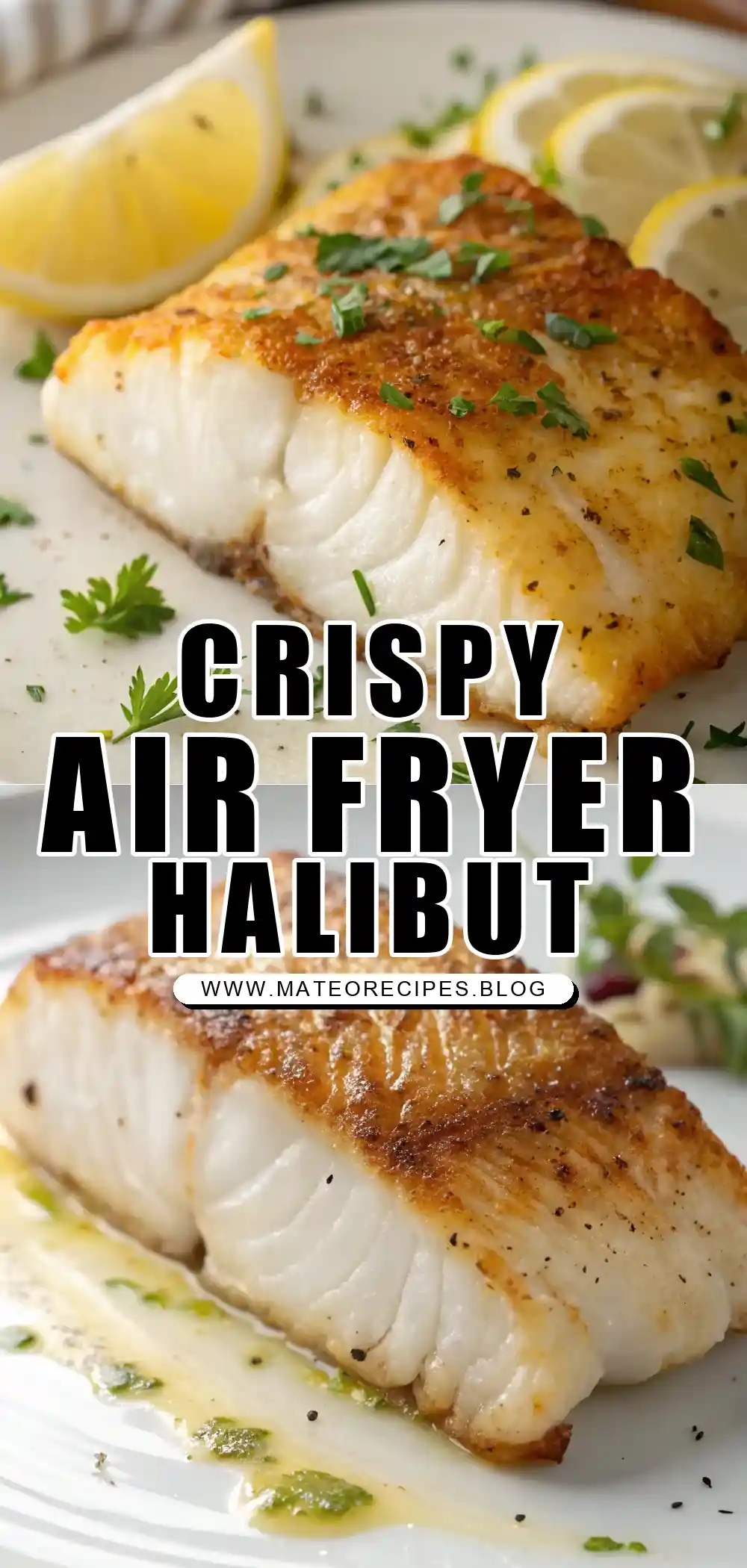 Pinterest pin 1 (Design 1) for Air Fryer Halibut