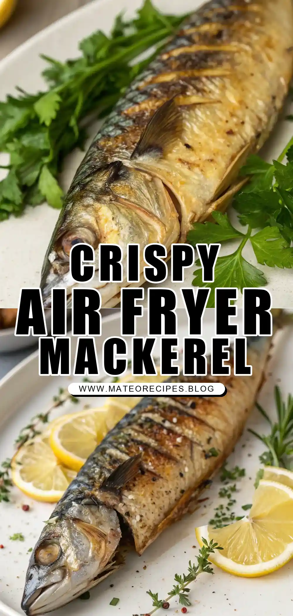Pinterest pin 1 (Design 1) for Air Fryer Mackerel