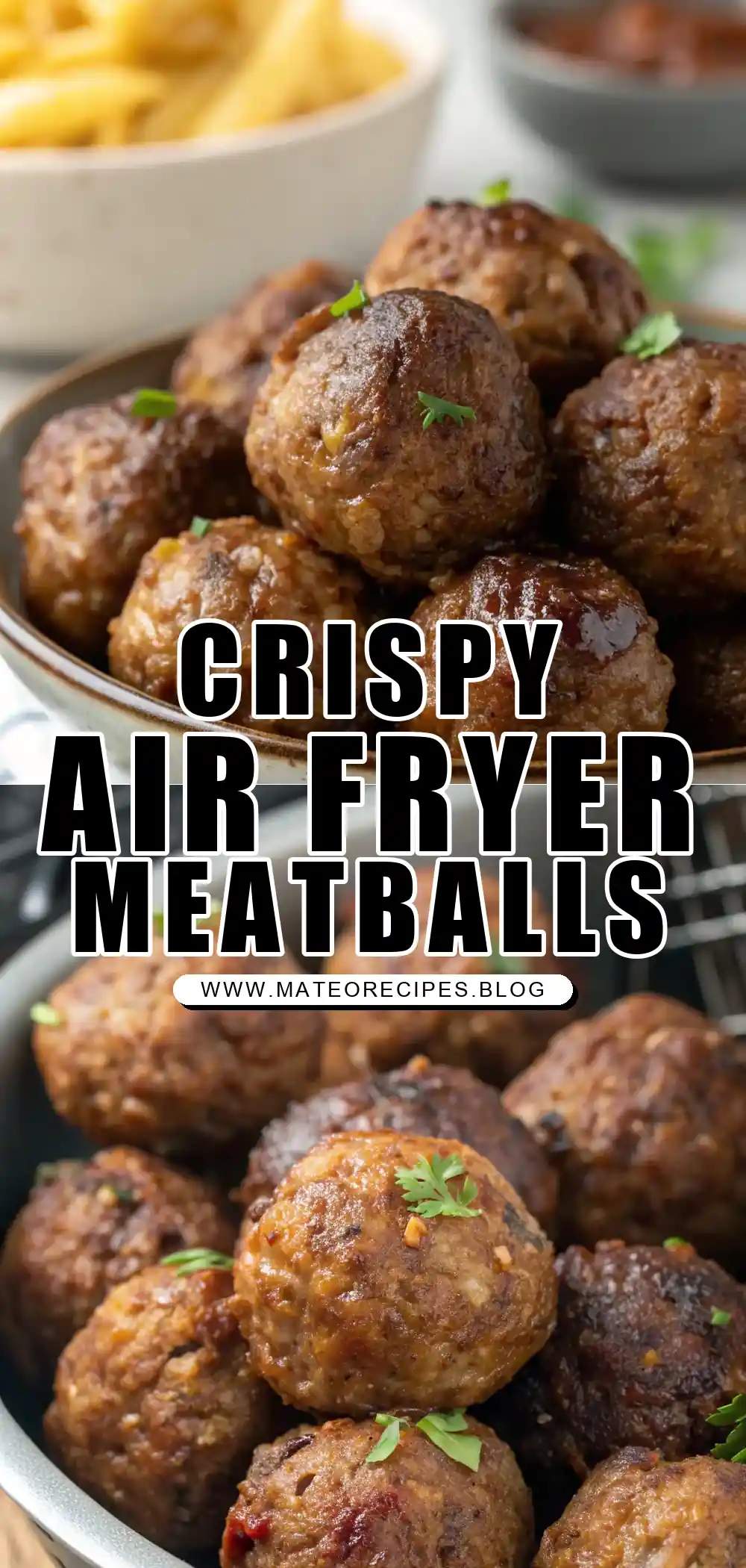 Pinterest pin 1 (Design 1) for Air Fryer Beef Meatballs