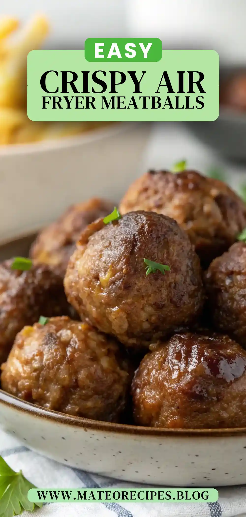Pinterest pin 2 (Design 2) for Air Fryer Beef Meatballs