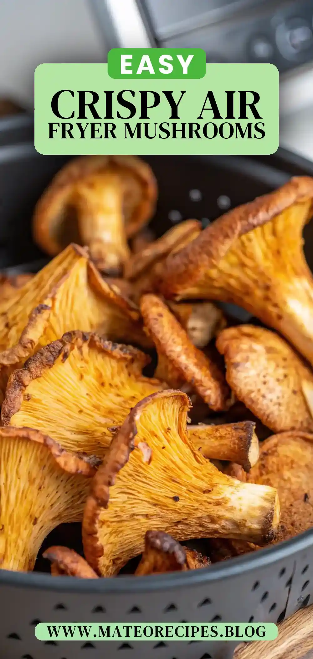 Pinterest pin 2 (Design 2) for Air Fryer Oyster Mushrooms