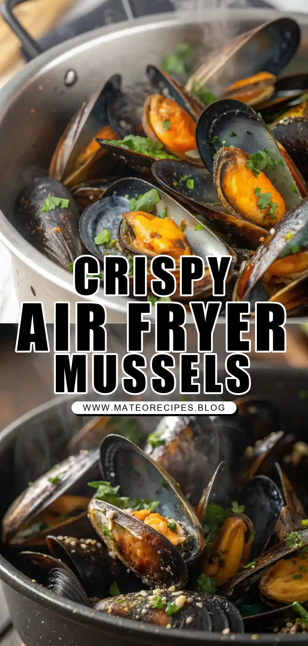Pinterest pin 1 (Design 1) for Air Fryer Mussels