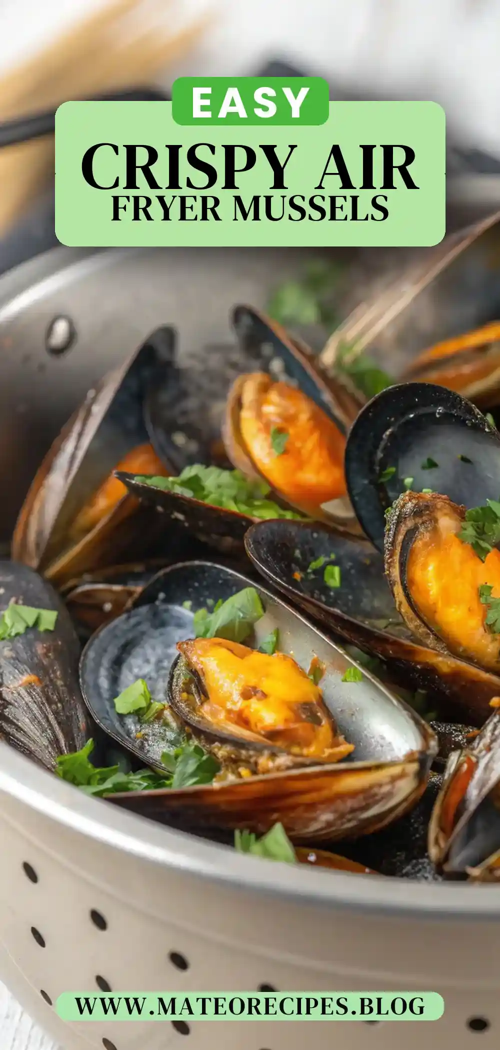 Pinterest pin 2 (Design 2) for Air Fryer Mussels