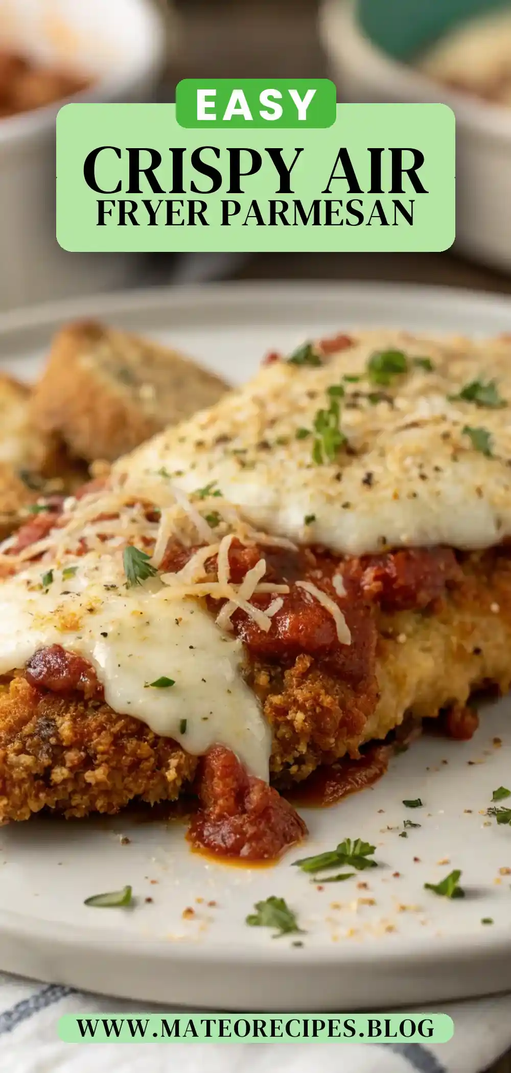 Pinterest pin 2 (Design 2) for Air Fryer Chicken Parmesan