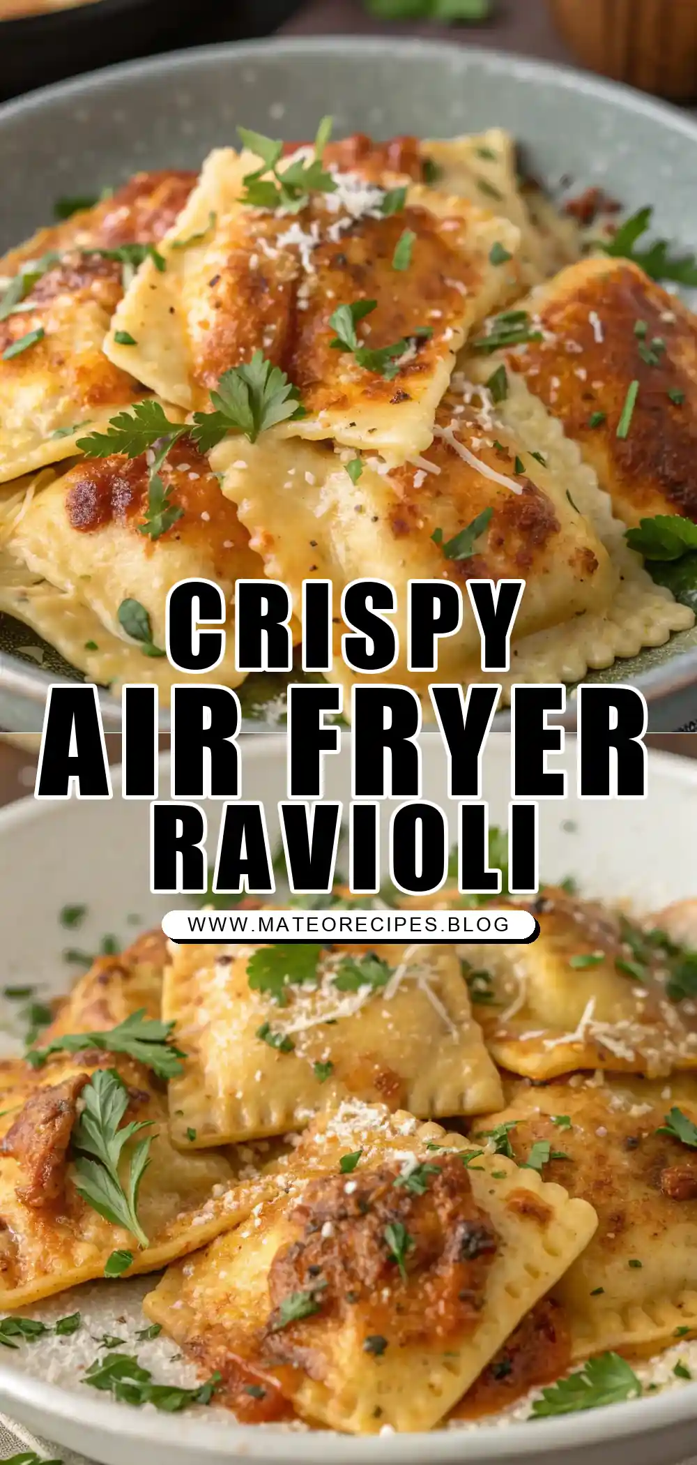 Pinterest pin 1 (Design 1) for Air Fryer Chicken Ravioli