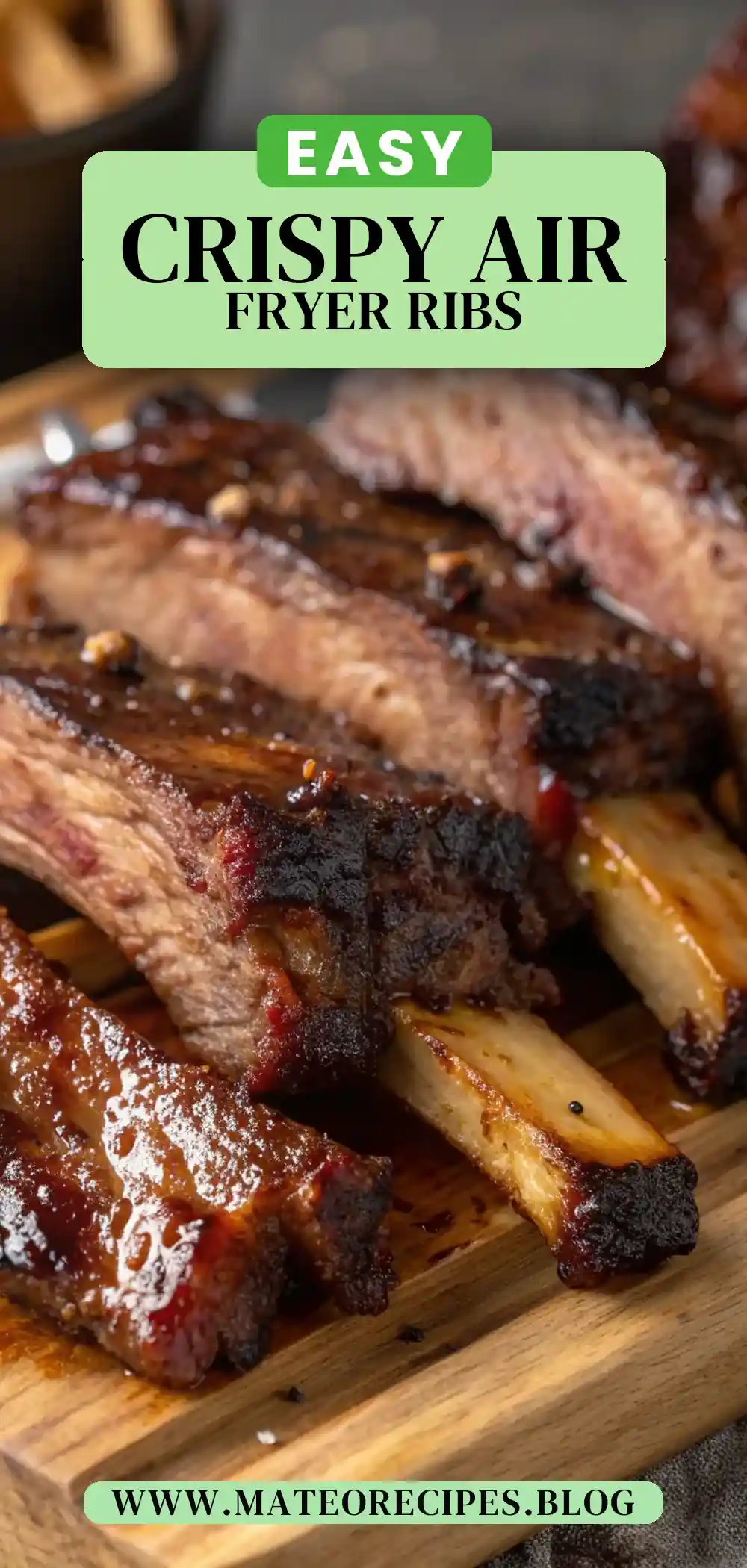 Pinterest pin 2 (Design 2) for Air Fryer Beef Ribs