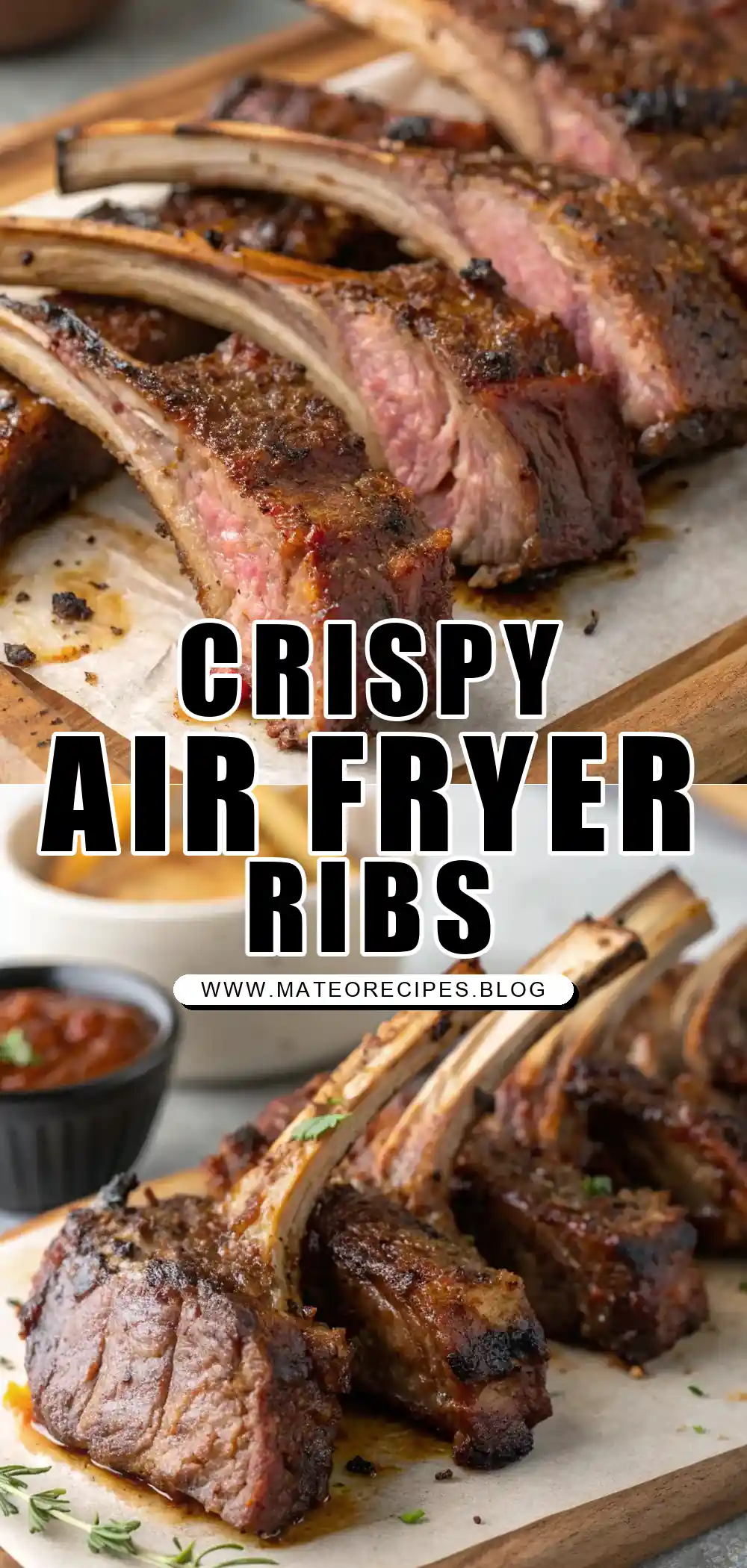 Pinterest pin 1 (Design 1) for Air Fryer Lamb Ribs