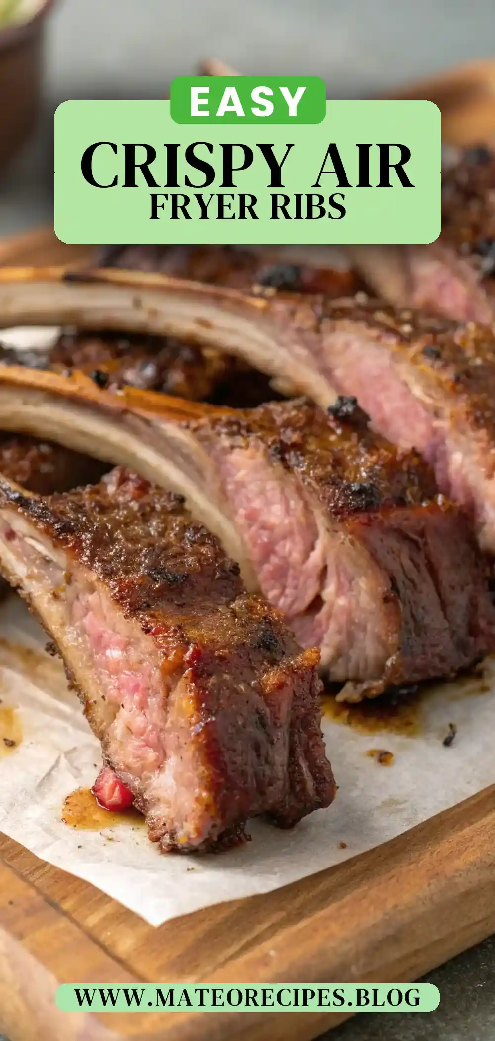Pinterest pin 2 (Design 2) for Air Fryer Lamb Ribs