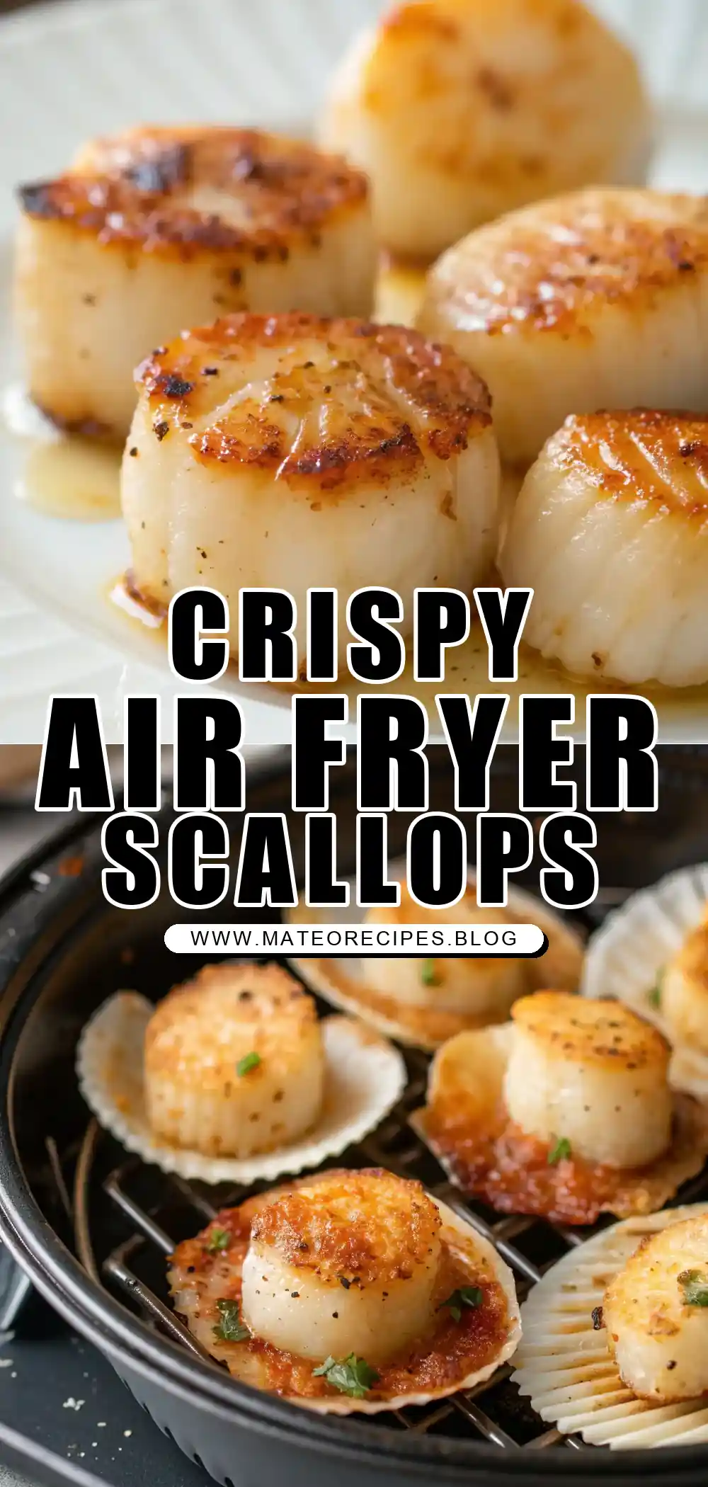 Pinterest pin 1 (Design 1) for Air Fryer Scallops