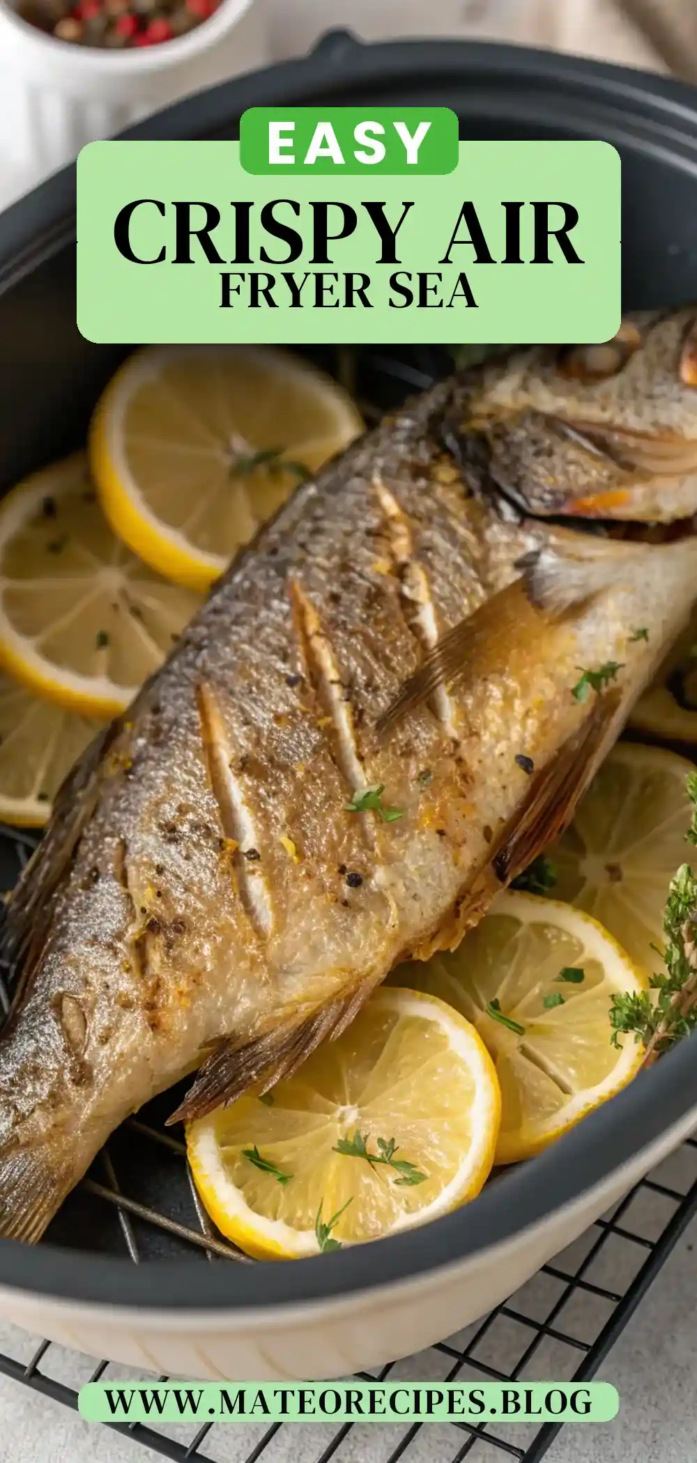 Pinterest pin 2 (Design 2) for Air Fryer Sea Bass