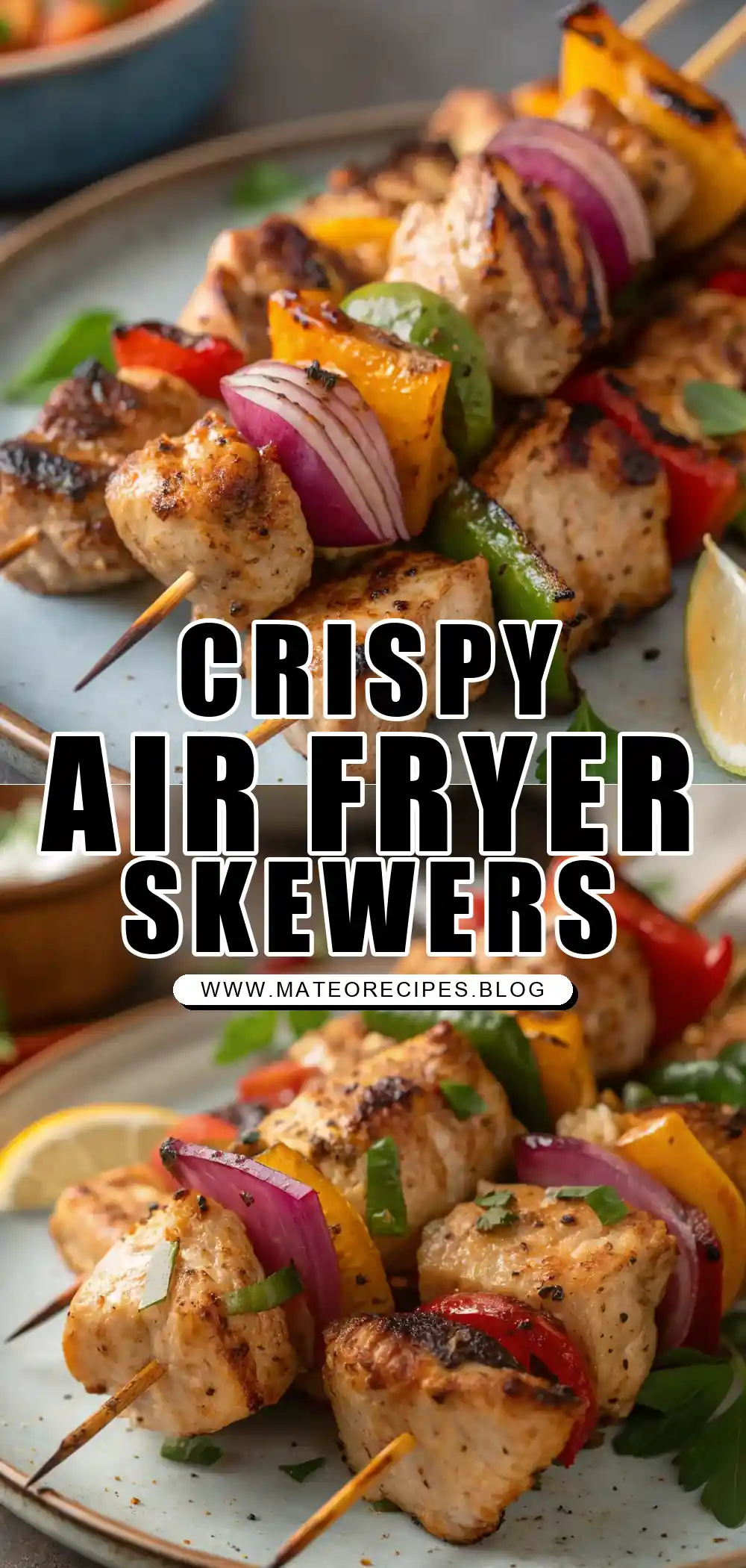 Pinterest pin 1 (Design 1) for Air Fryer Chicken Skewers