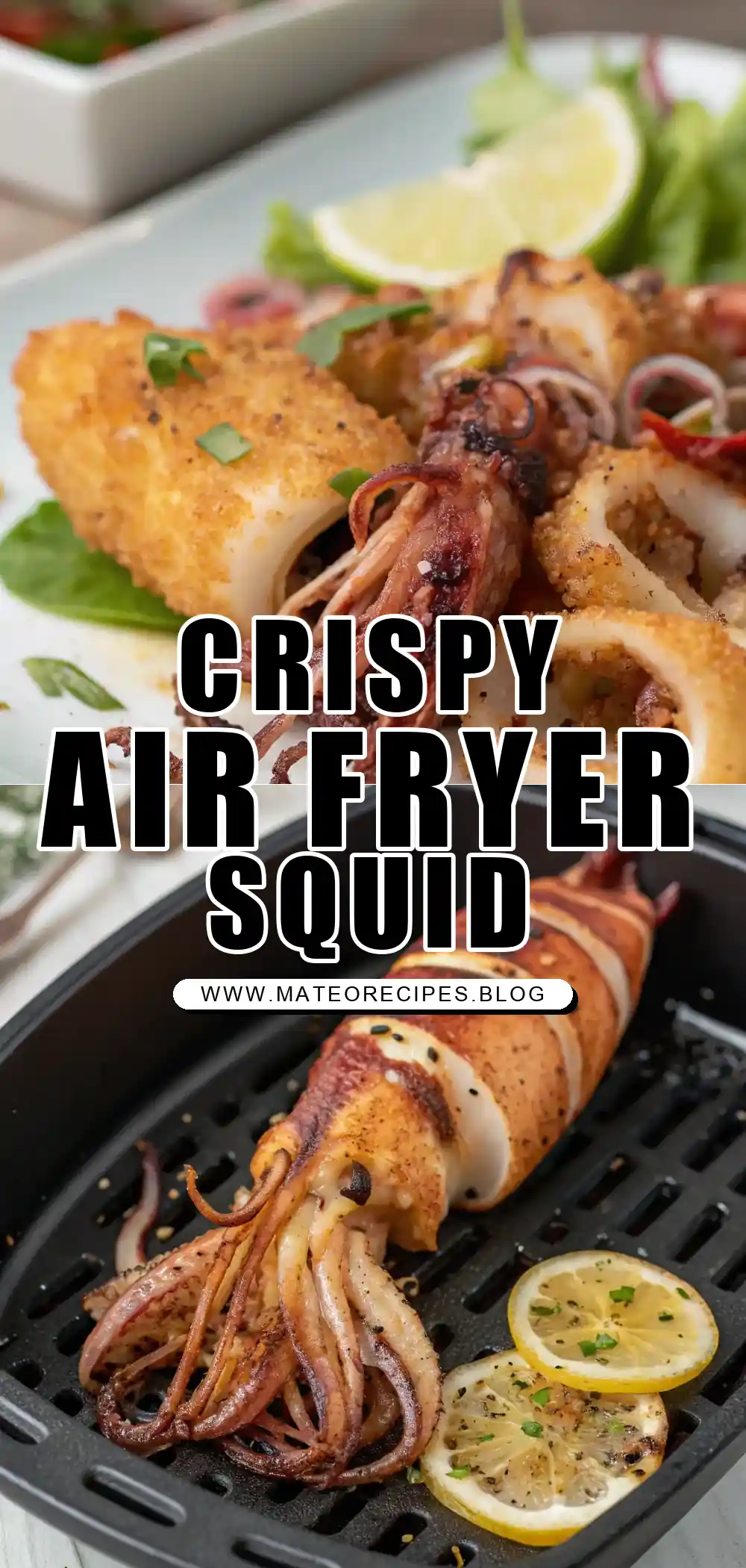 Pinterest pin 1 (Design 1) for Air Fryer Squid