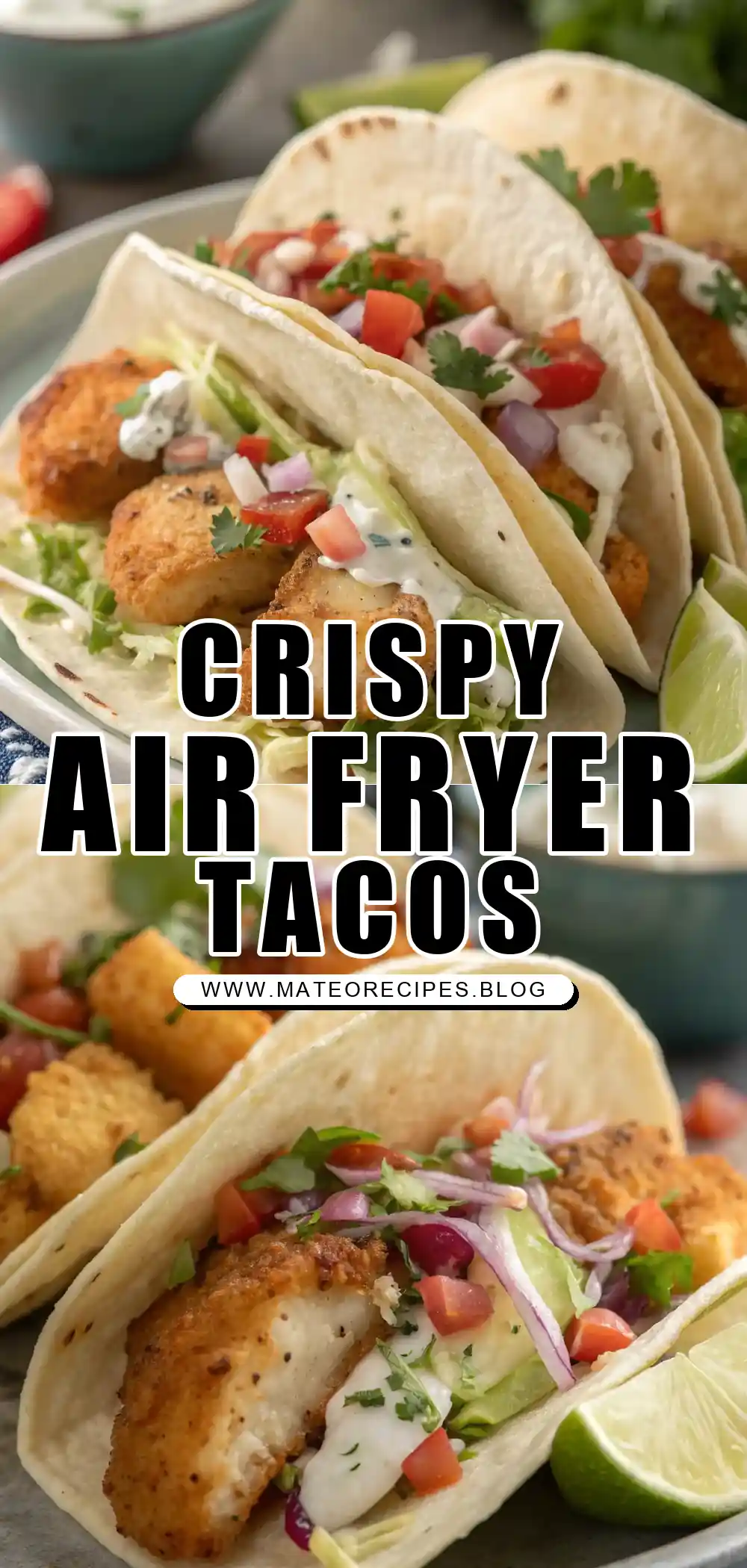 Pinterest pin 1 (Design 1) for Air Fryer Fish Tacos