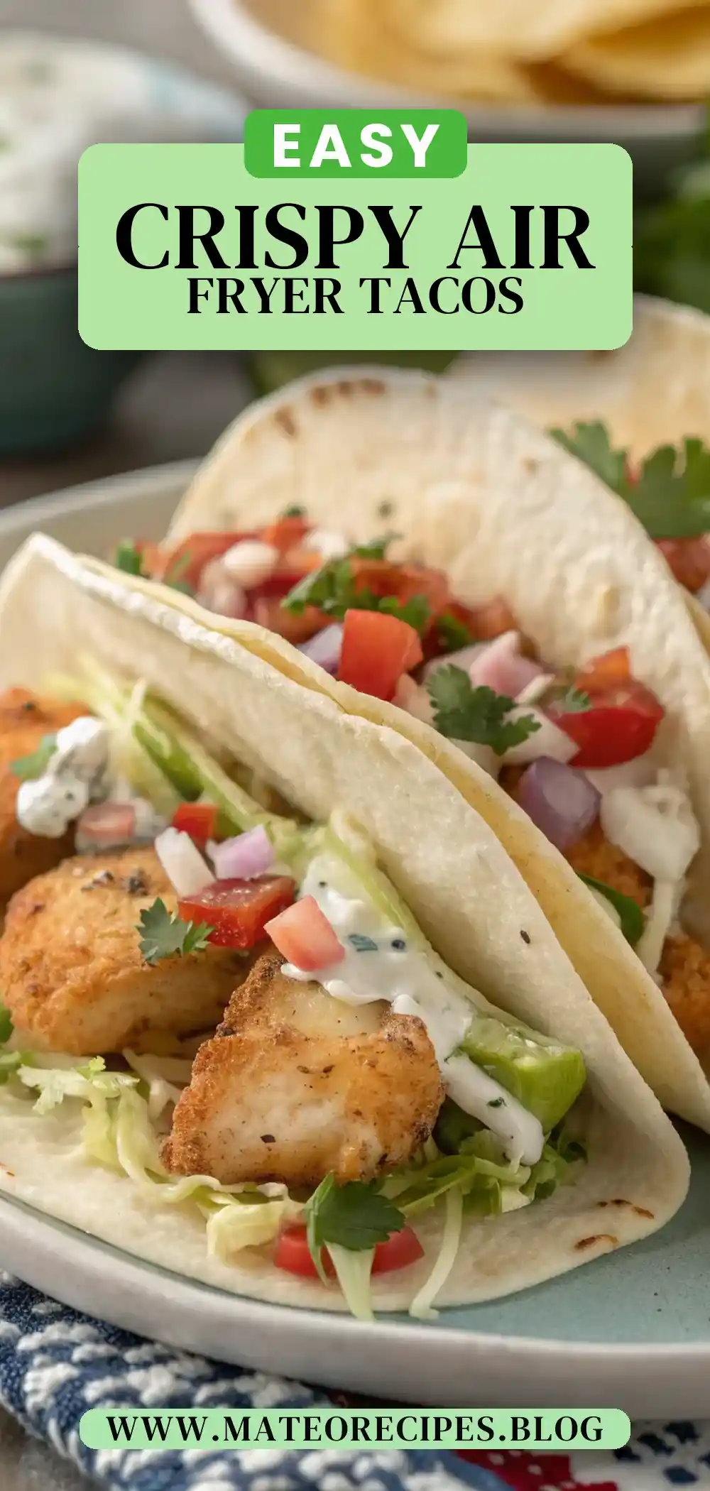 Pinterest pin 2 (Design 2) for Air Fryer Fish Tacos