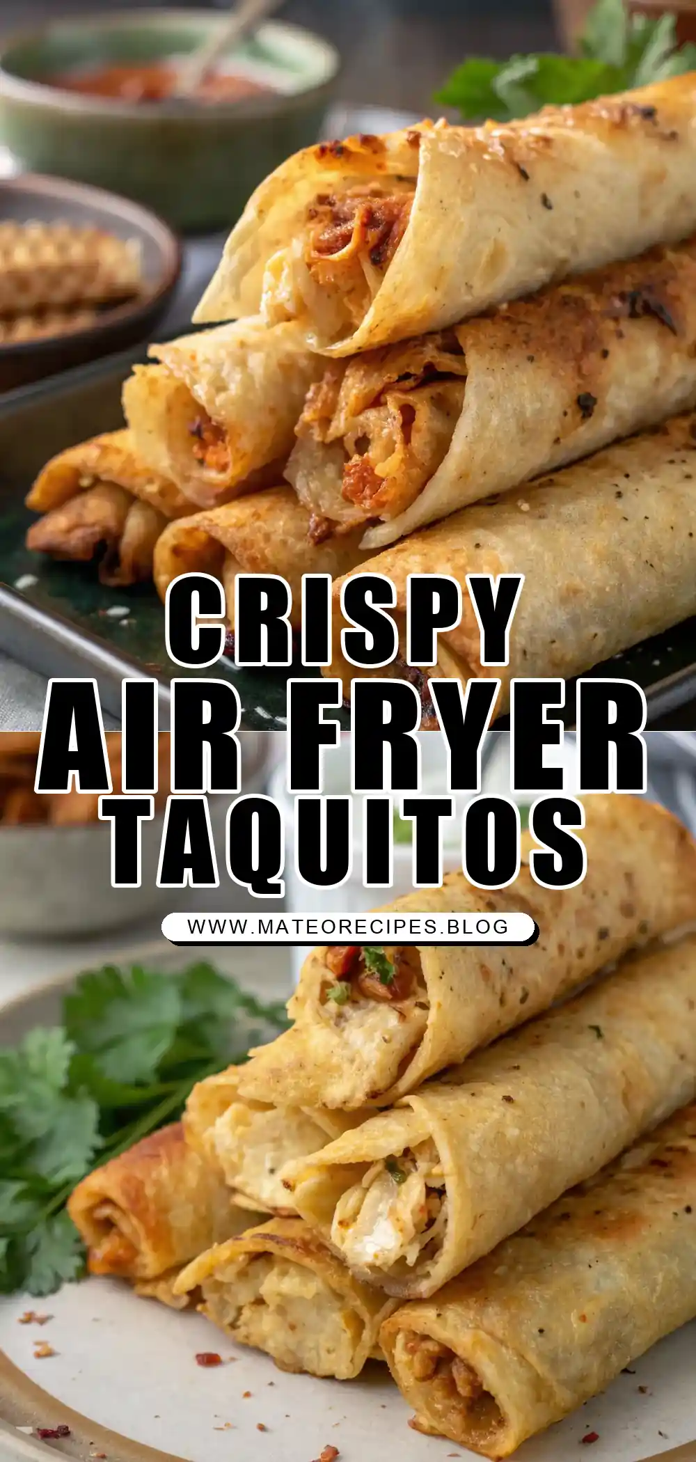 Pinterest pin 1 (Design 1) for Air Fryer Chicken Taquitos