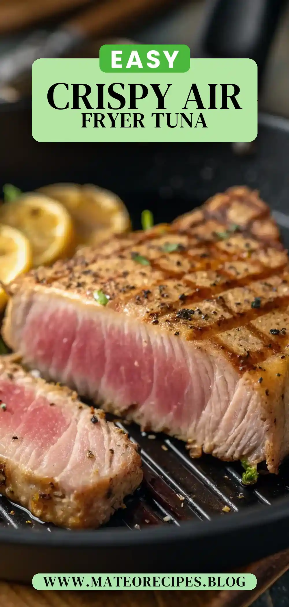 Pinterest pin 2 (Design 2) for Air Fryer Tuna Steak