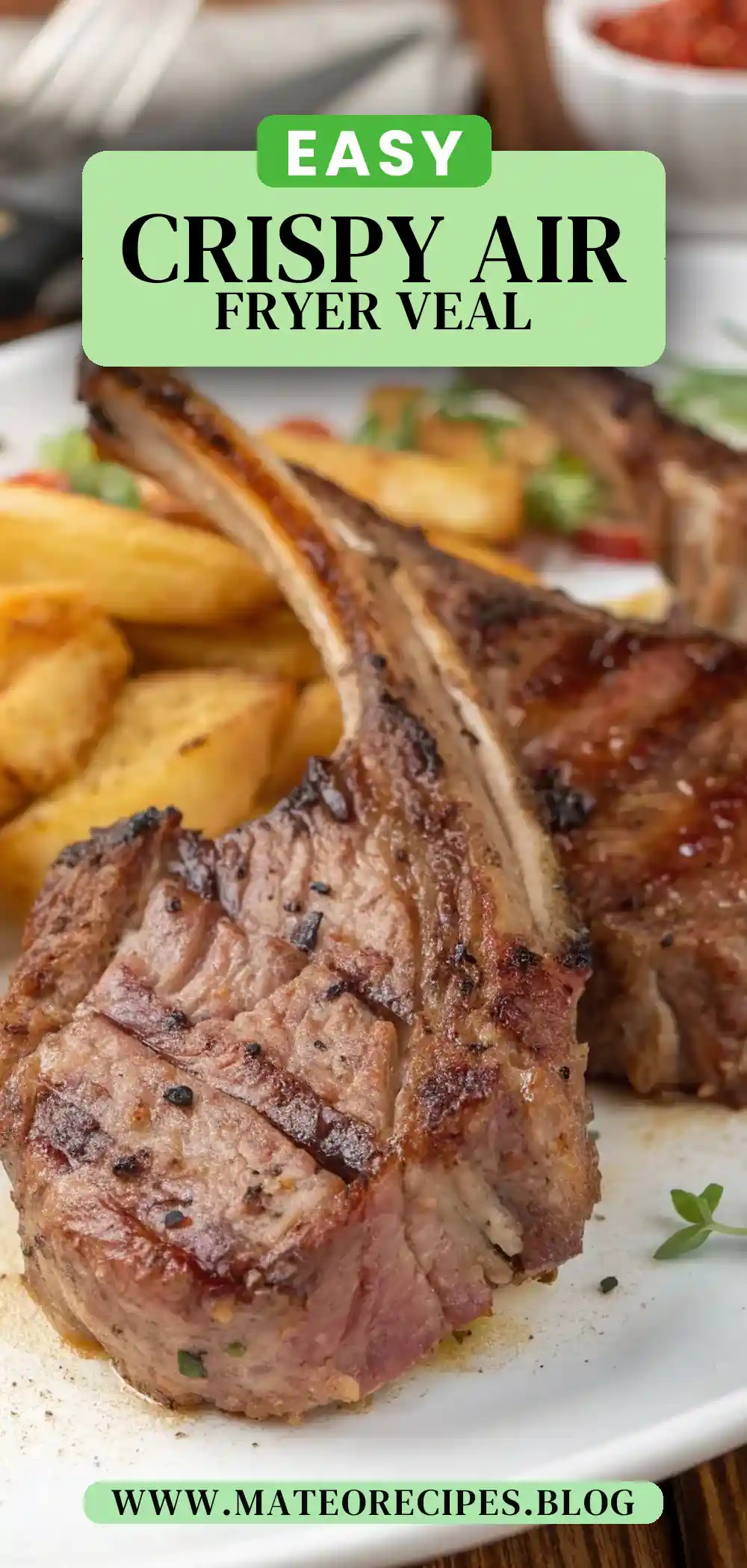 Pinterest pin 2 (Design 2) for Air Fryer Veal Chops