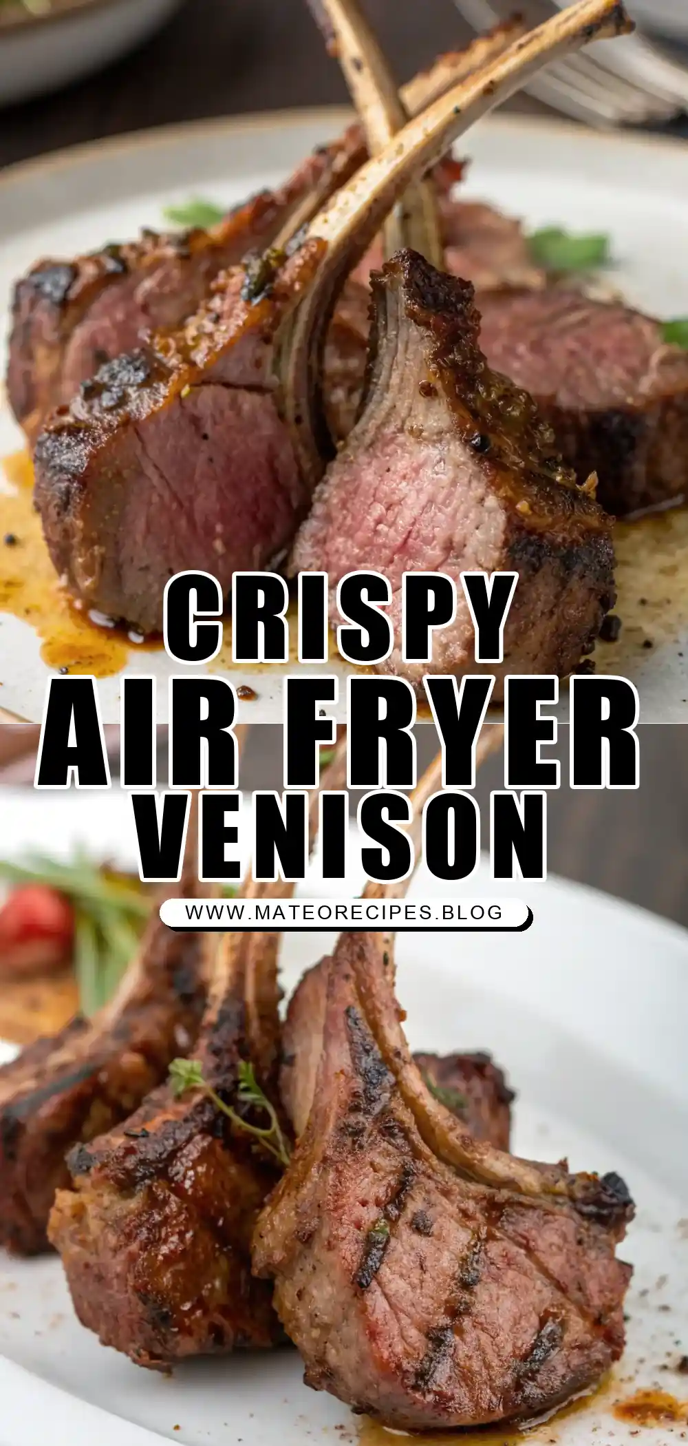Pinterest pin 1 (Design 1) for Air Fryer Venison Chops