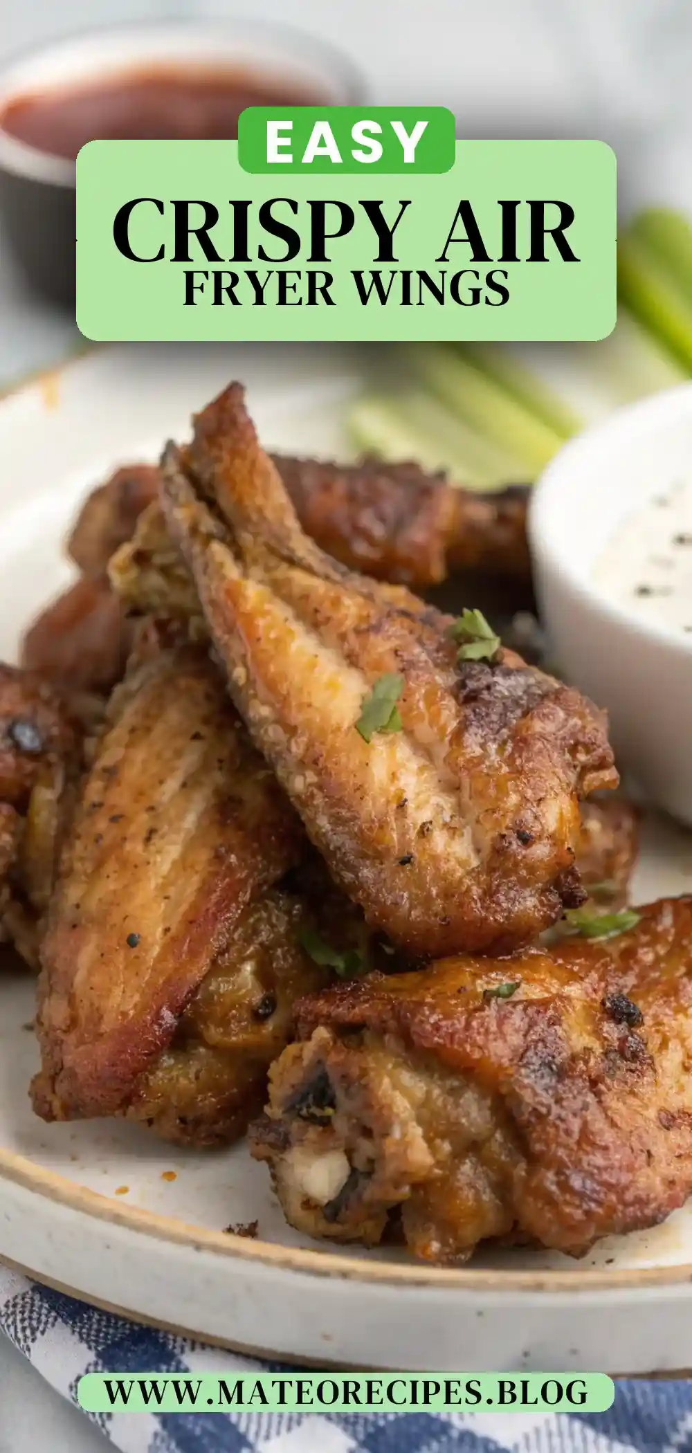 Pinterest pin 2 (Design 2) for Air Fryer Rabbit Wings