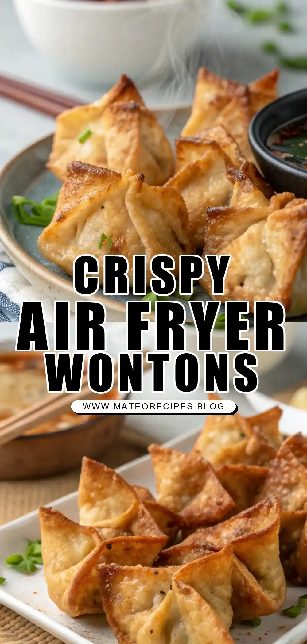 Pinterest pin 1 (Design 1) for Air Fryer Chicken Wontons