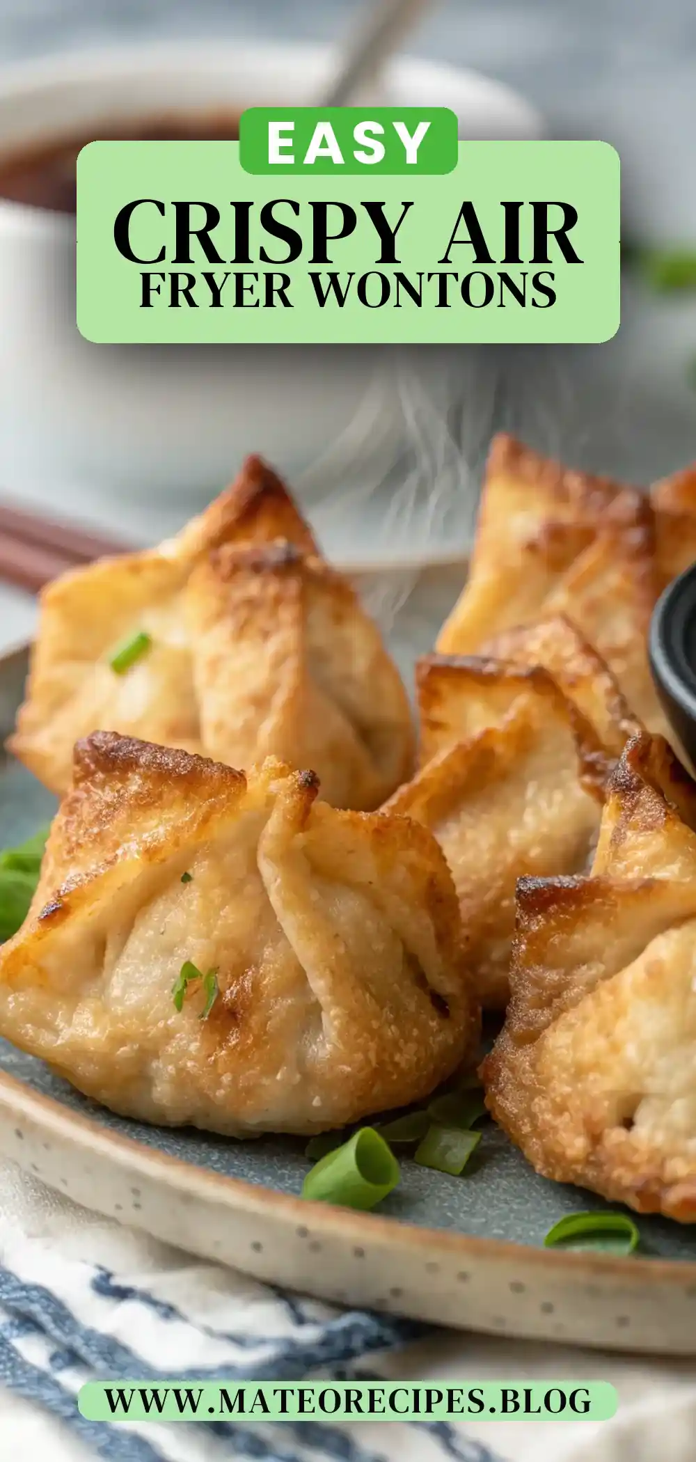 Pinterest pin 2 (Design 2) for Air Fryer Chicken Wontons