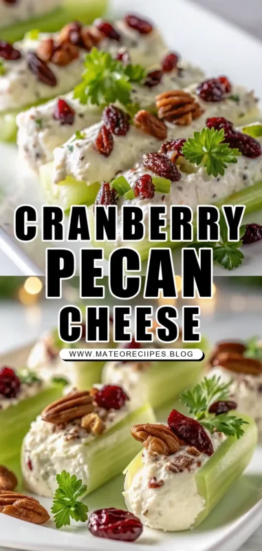 Pinterest pin 1 (Design 1) for Cranberry Pecan Cream Cheese Stuffed Celery