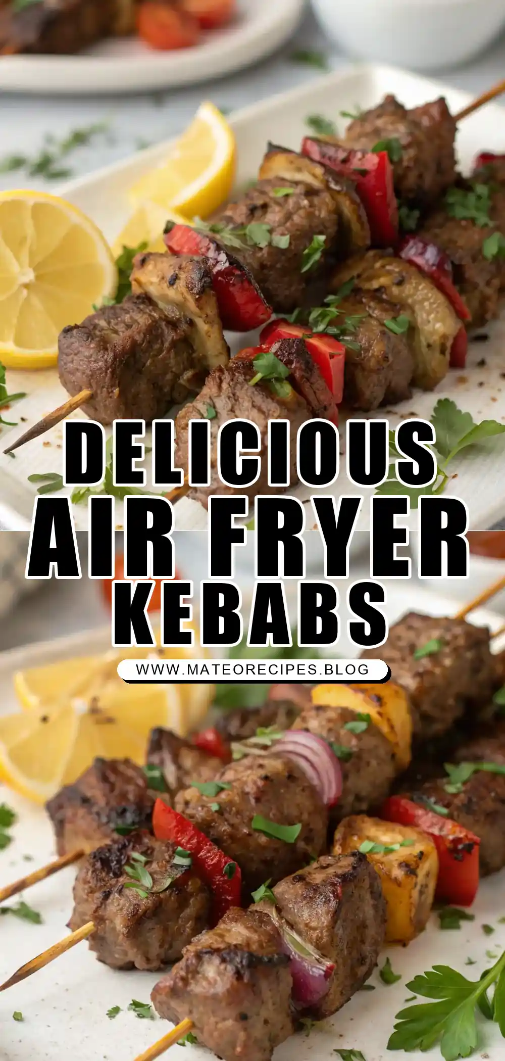Pinterest pin 1 (Design 1) for Air Fryer Lamb Kebabs