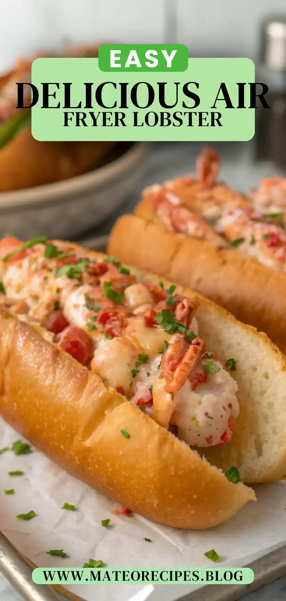 Pinterest pin 2 (Design 2) for Air Fryer Lobster Rolls