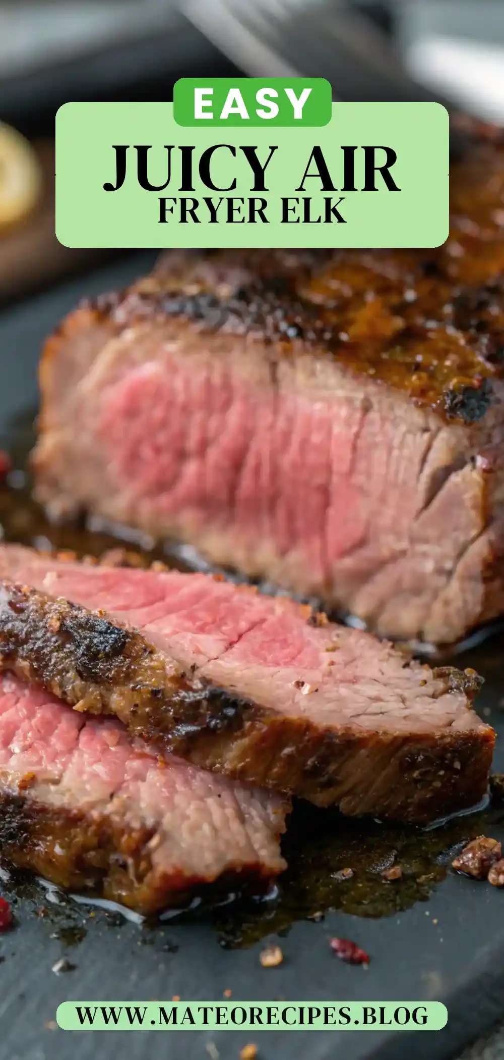 Pinterest pin 2 (Design 2) for Air Fryer Elk Steak