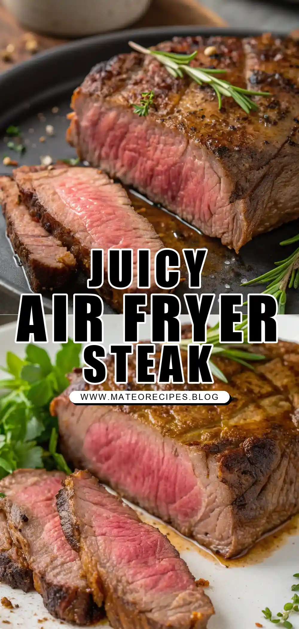 Pinterest pin 1 (Design 1) for Air Fryer Beef Steak